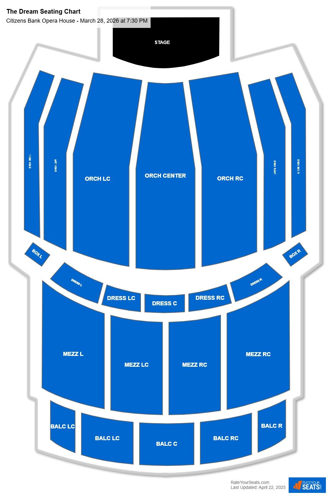 The Dream seating chart Citizens Bank Opera House