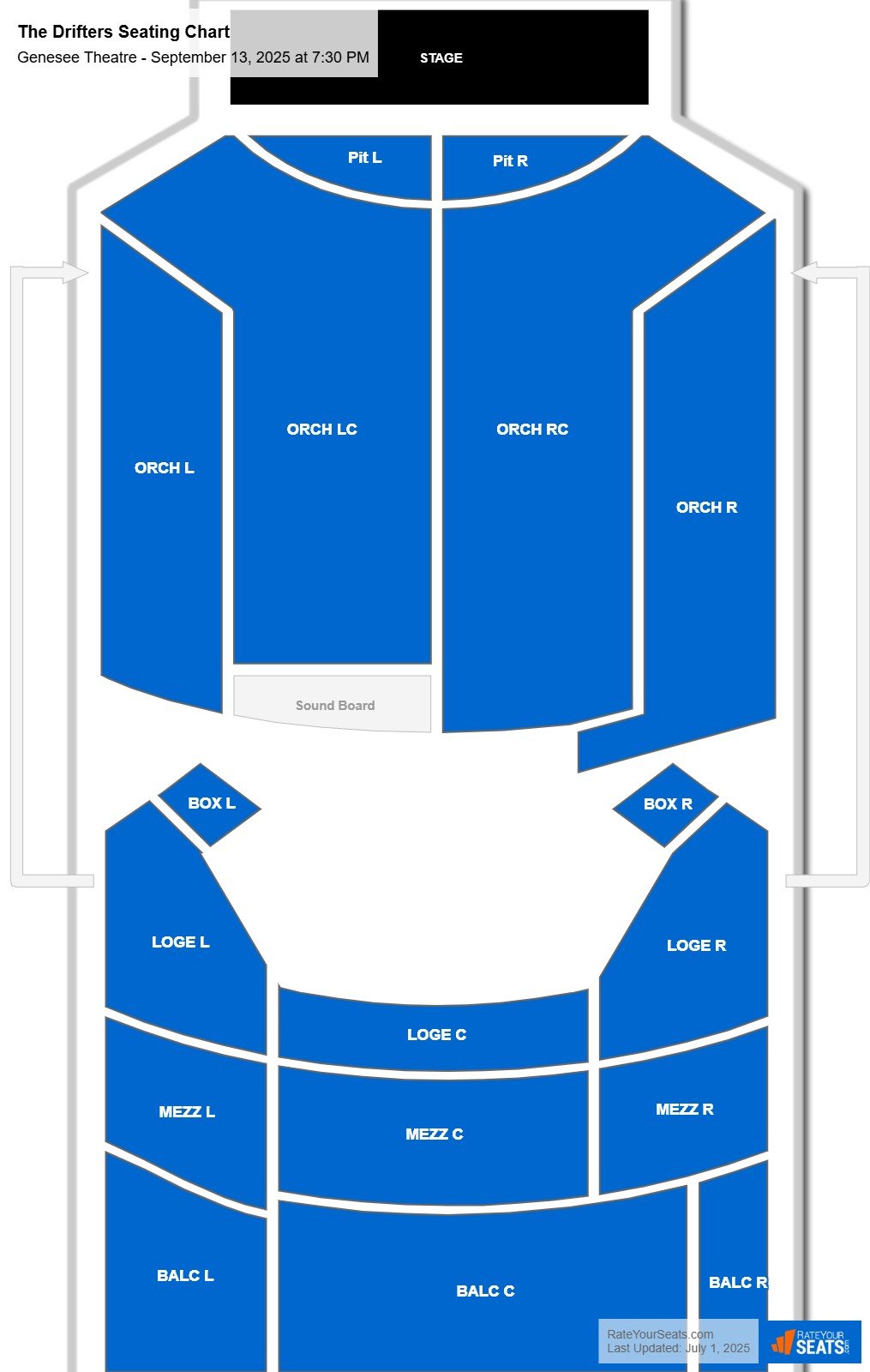 The Drifters seating chart Genesee Theatre
