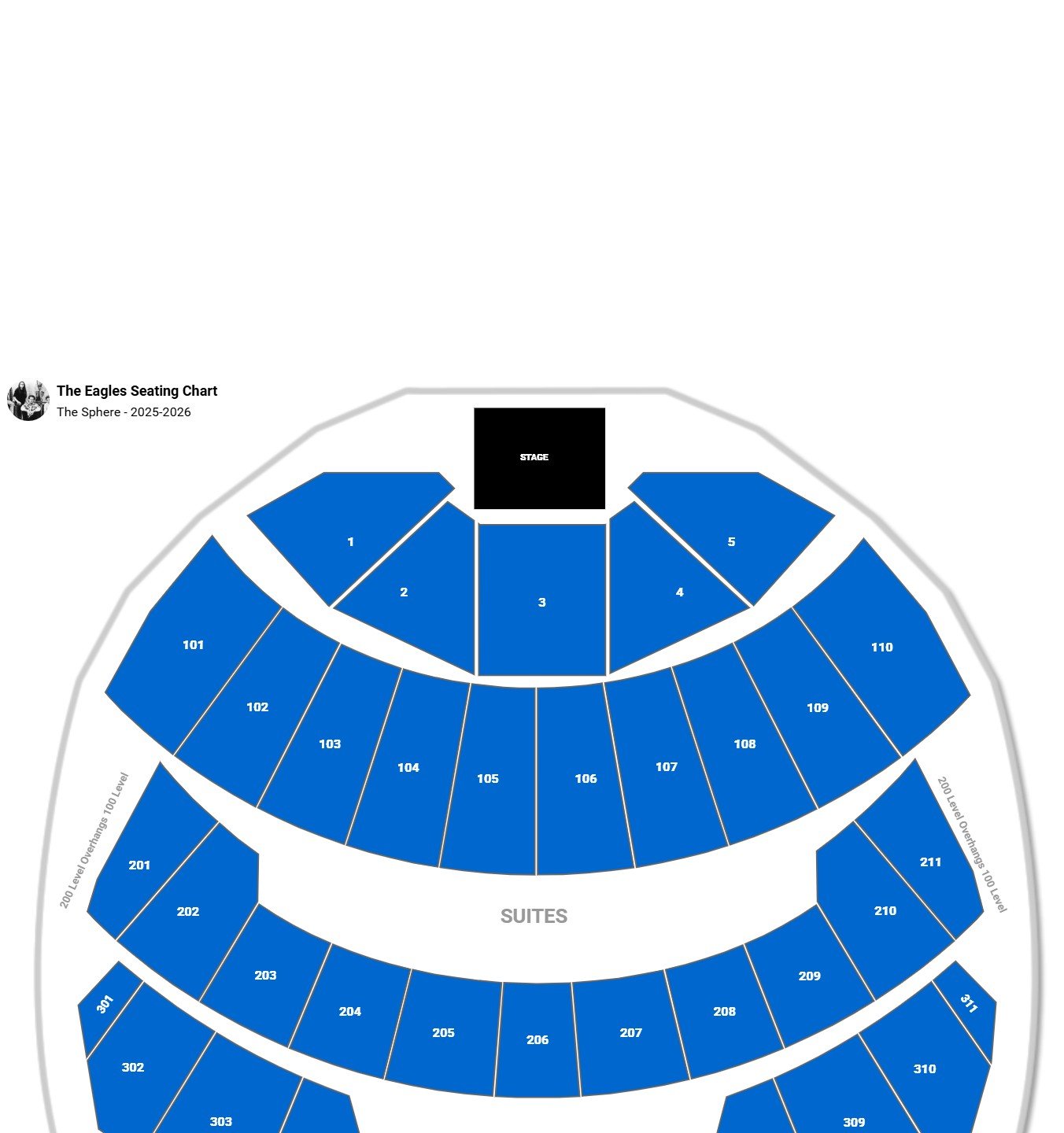 The Eagles seating chart The Sphere