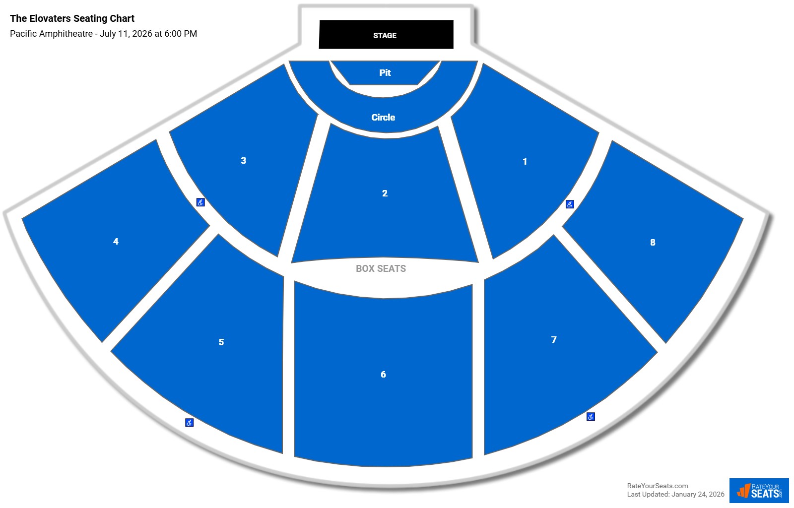 The Elovaters seating chart Pacific Amphitheatre