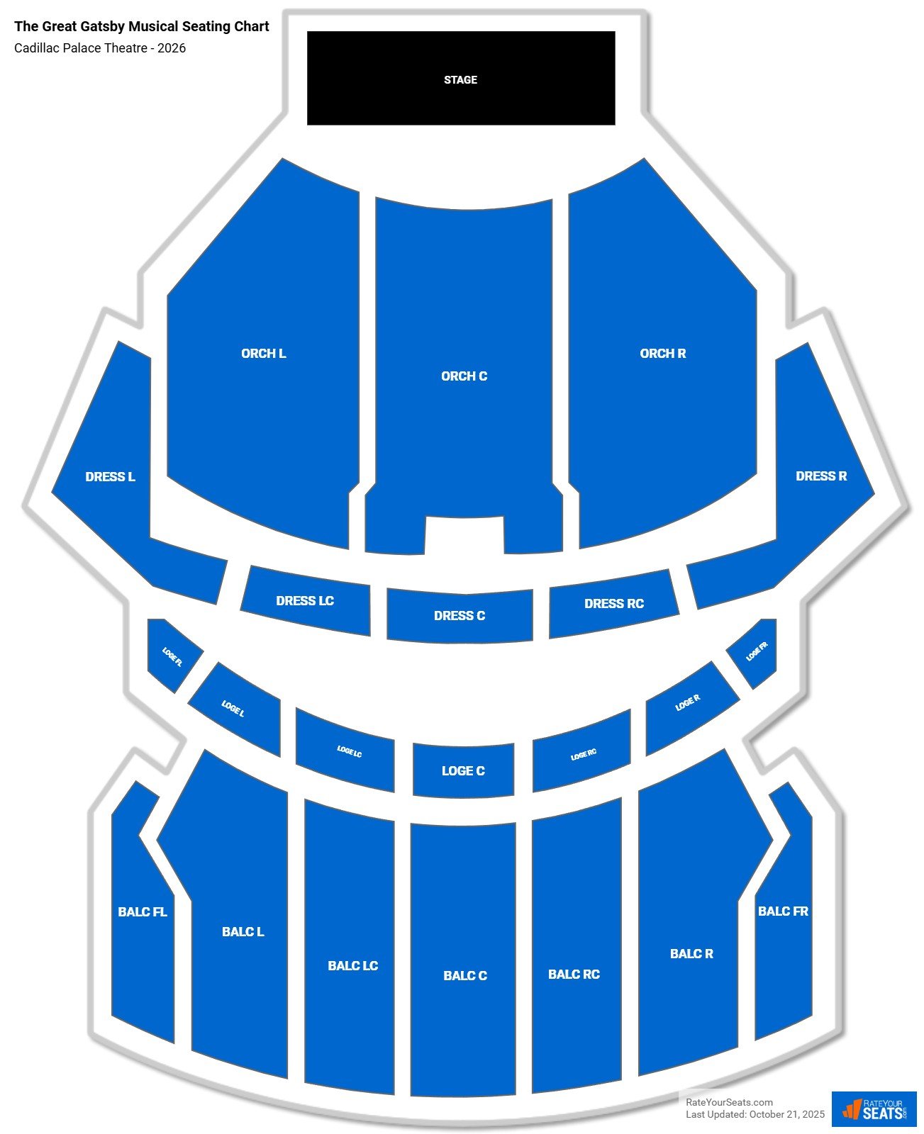 The Great Gatsby Musical seating chart Cadillac Palace Theatre