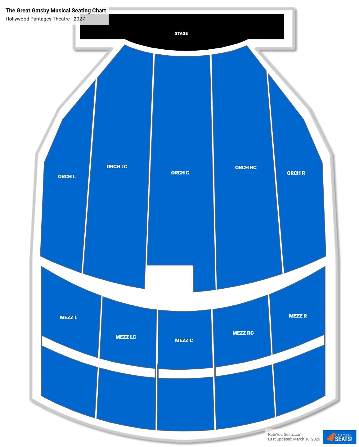 The Great Gatsby Musical seating chart Hollywood Pantages Theatre