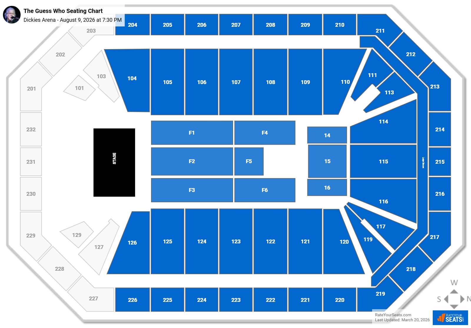 The Guess Who seating chart Dickies Arena