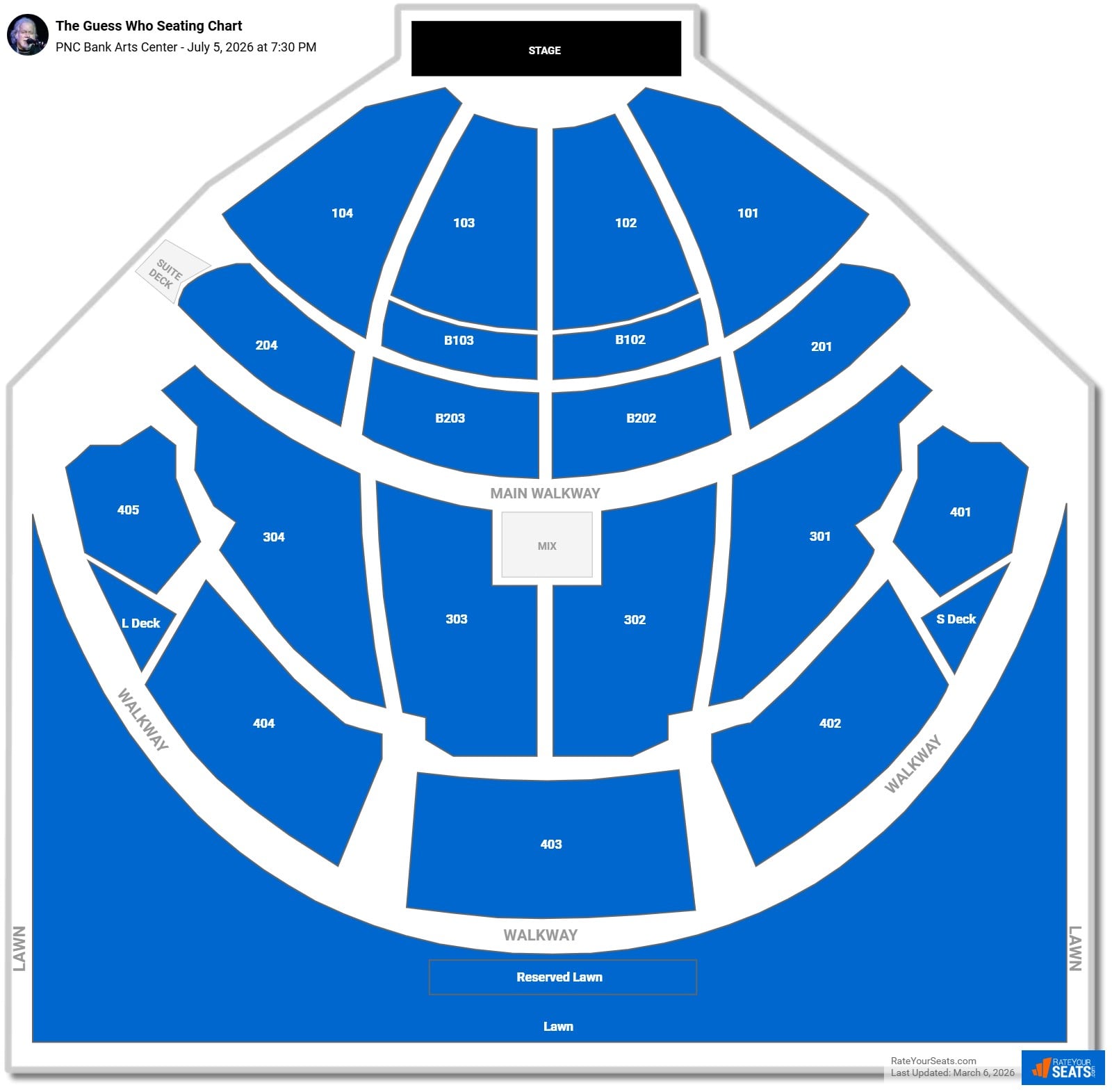 The Guess Who seating chart PNC Bank Arts Center