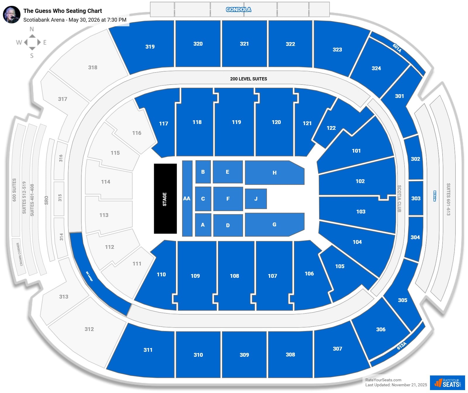 The Guess Who seating chart Scotiabank Arena