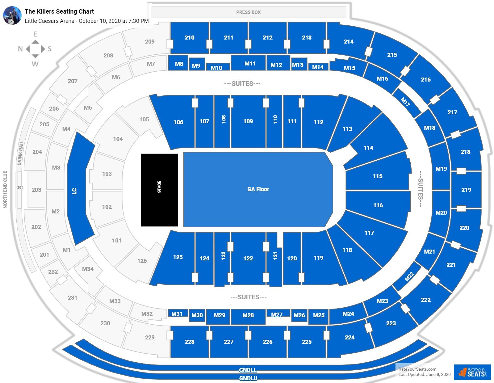 The Killers Little Caesars Arena Seating Chart October 10 2020 3468717 