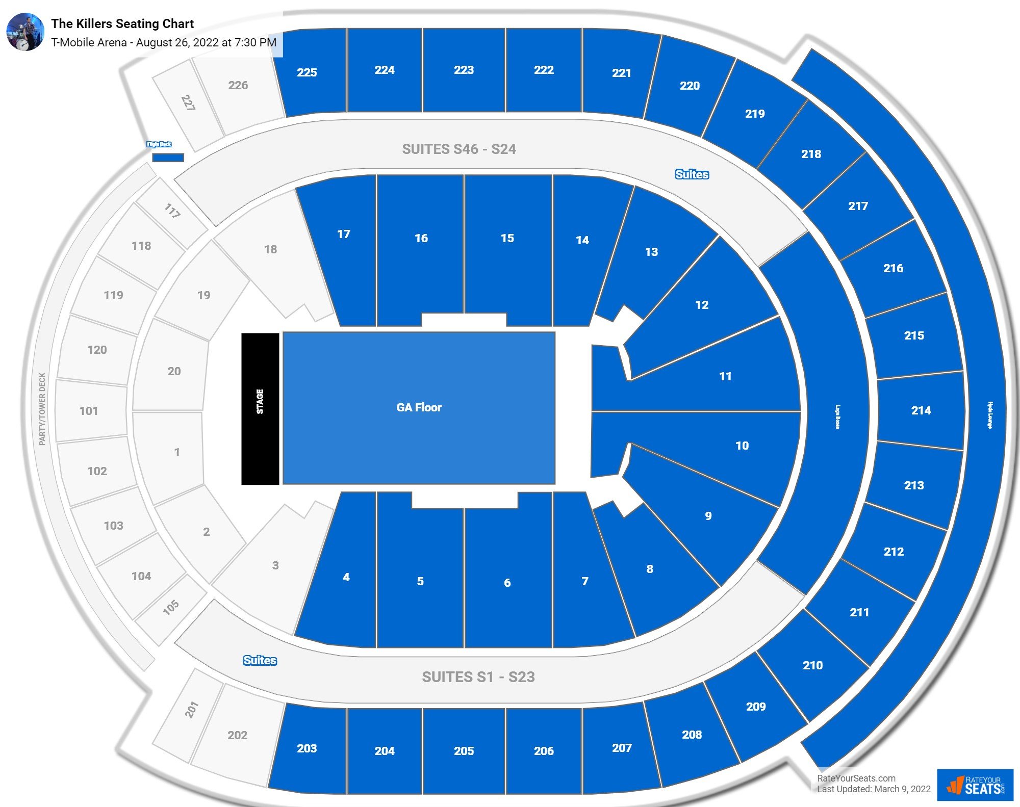 TMobile Arena Seating Charts for Concerts