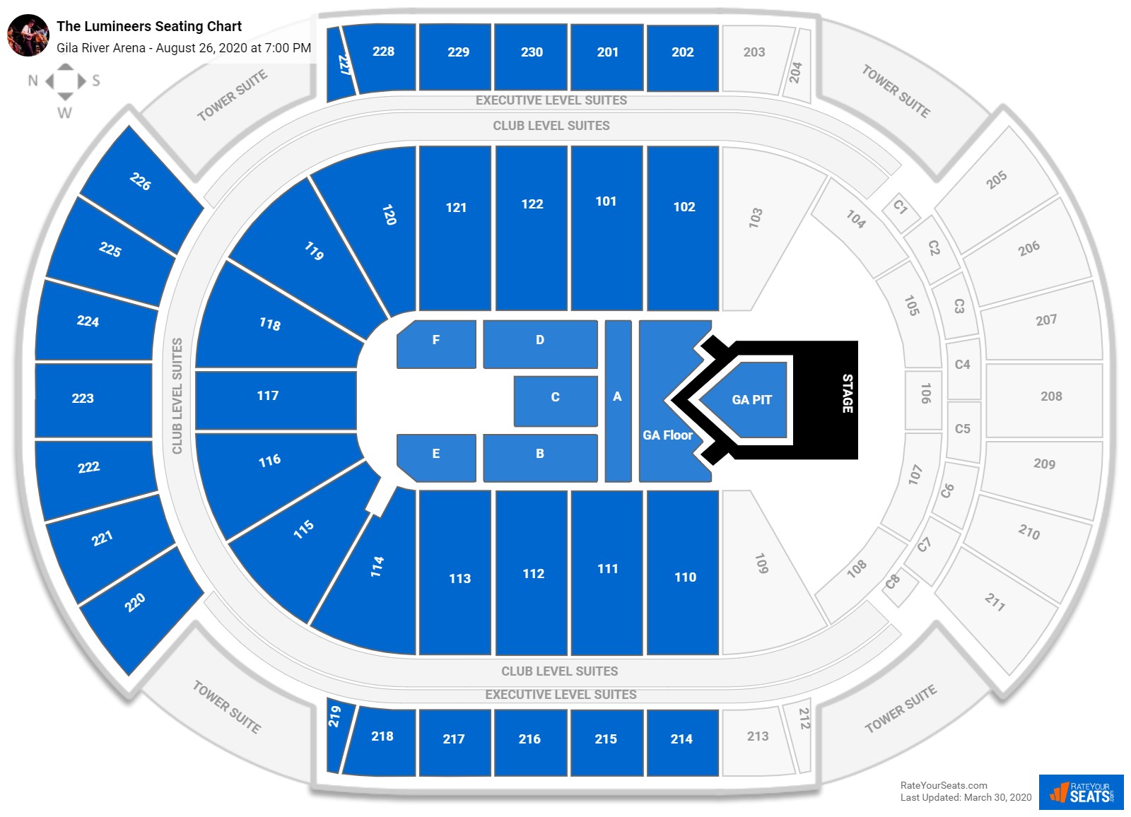 Gila River Arena Seating Charts for Concerts - RateYourSeats.com