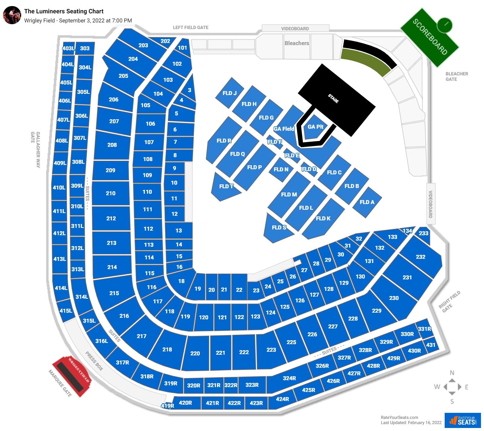 Wrigley Field Seat Map Wrigley Field Concert Seating Chart - Rateyourseats.com