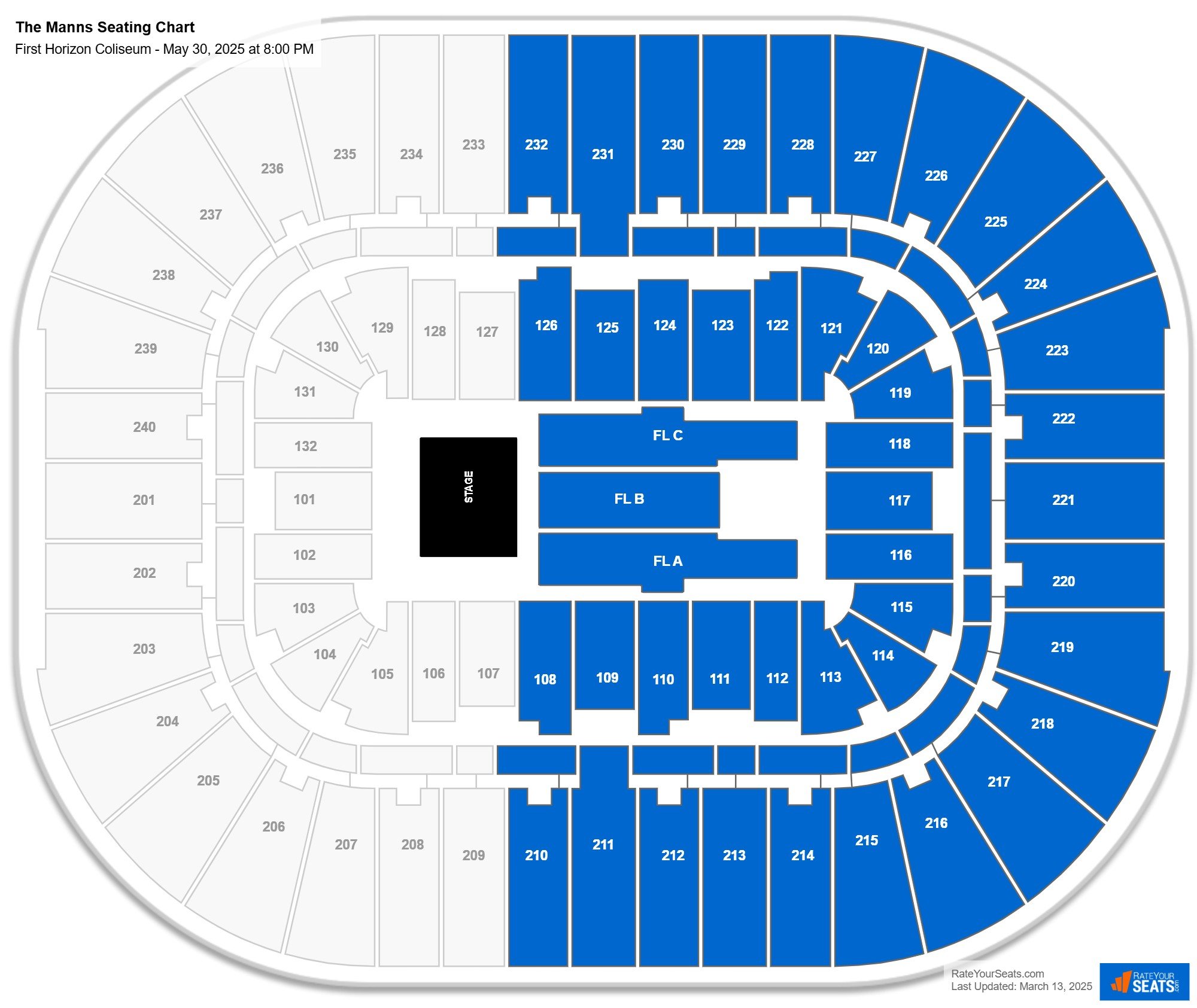 The Manns seating chart First Horizon Coliseum