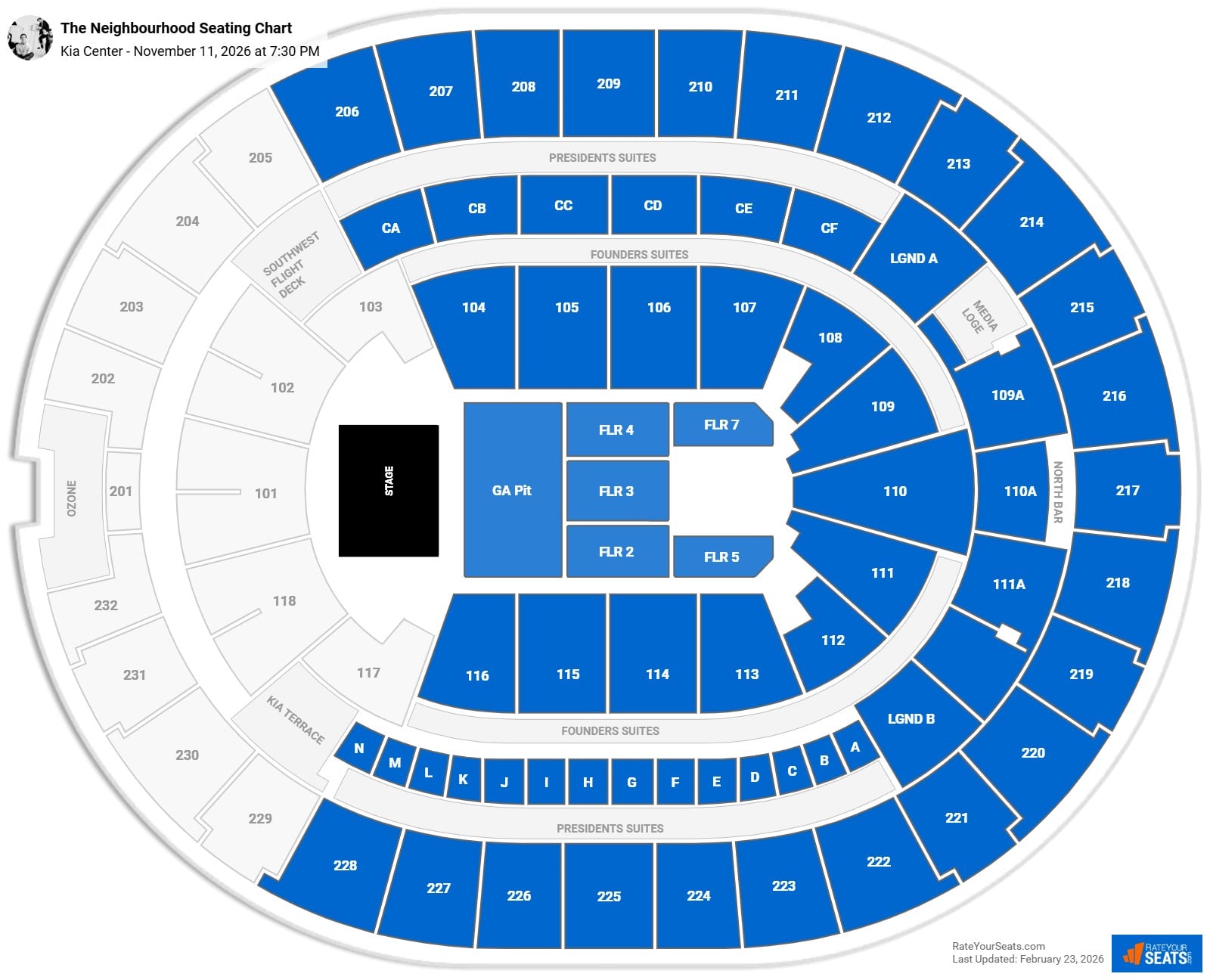 The Neighbourhood seating chart Kia Center