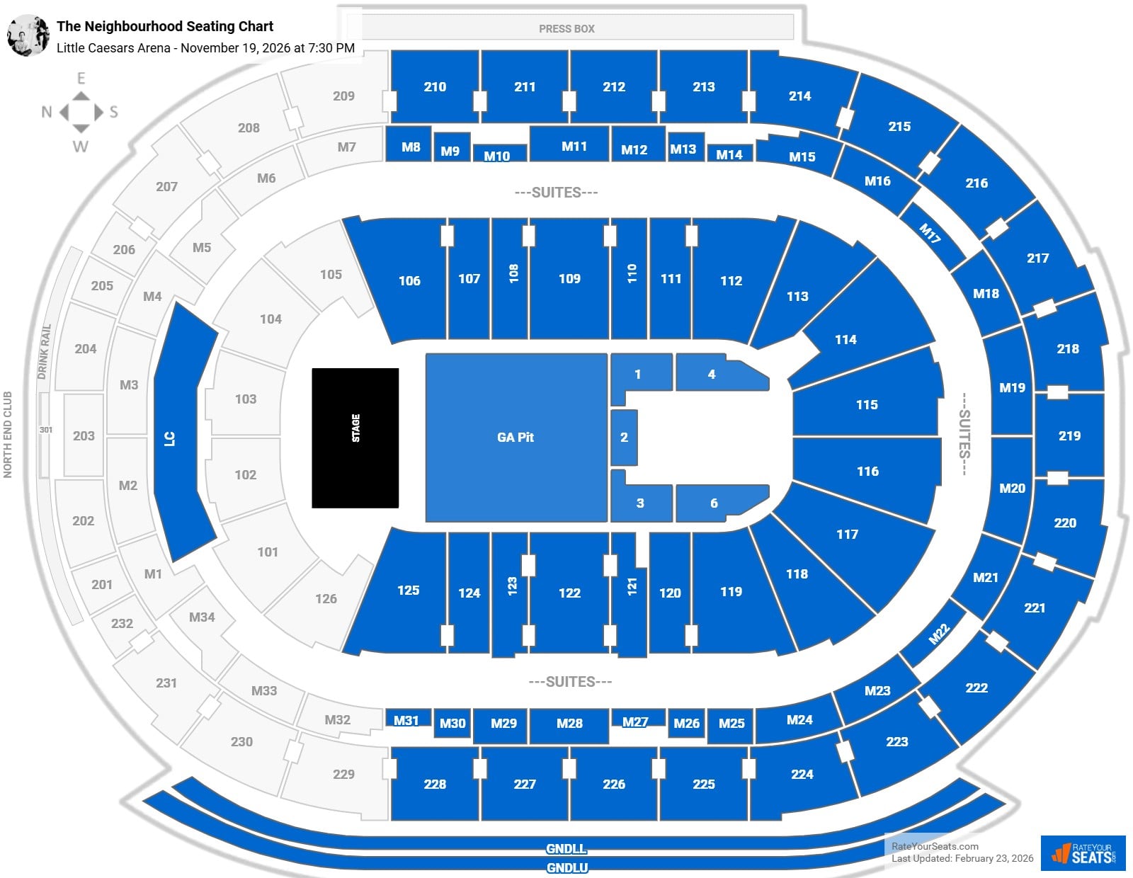 The Neighbourhood seating chart Little Caesars Arena