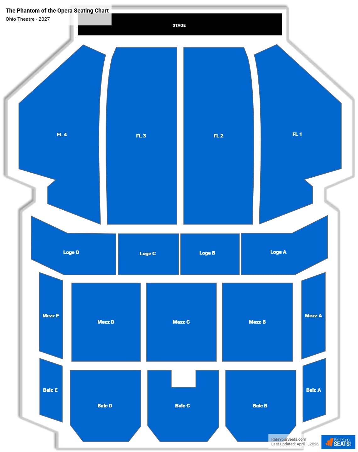 The Phantom of the Opera seating chart Ohio Theatre