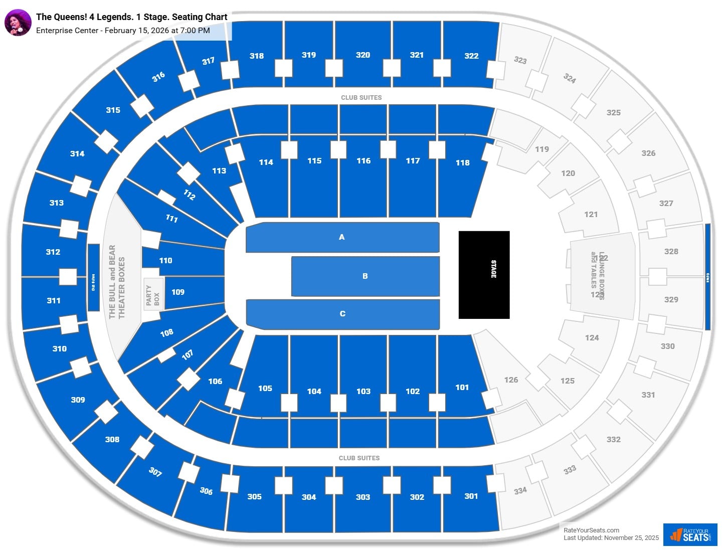 The Queens! 4 Legends. 1 Stage. seating chart Enterprise Center