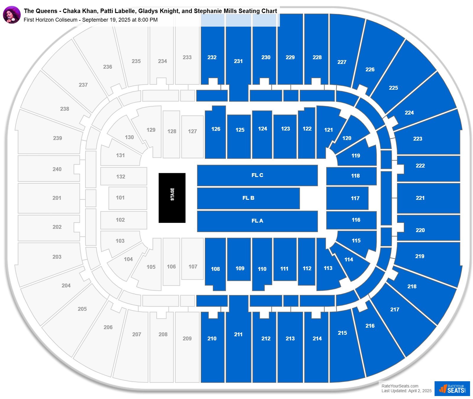 The Queens - Chaka Khan, Patti Labelle, Gladys Knight, and Stephanie Mills seating chart First Horizon Coliseum