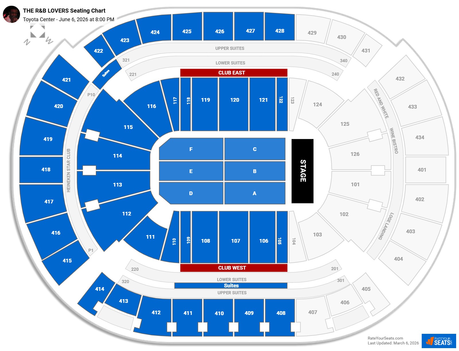 THE R&B LOVERS seating chart Toyota Center