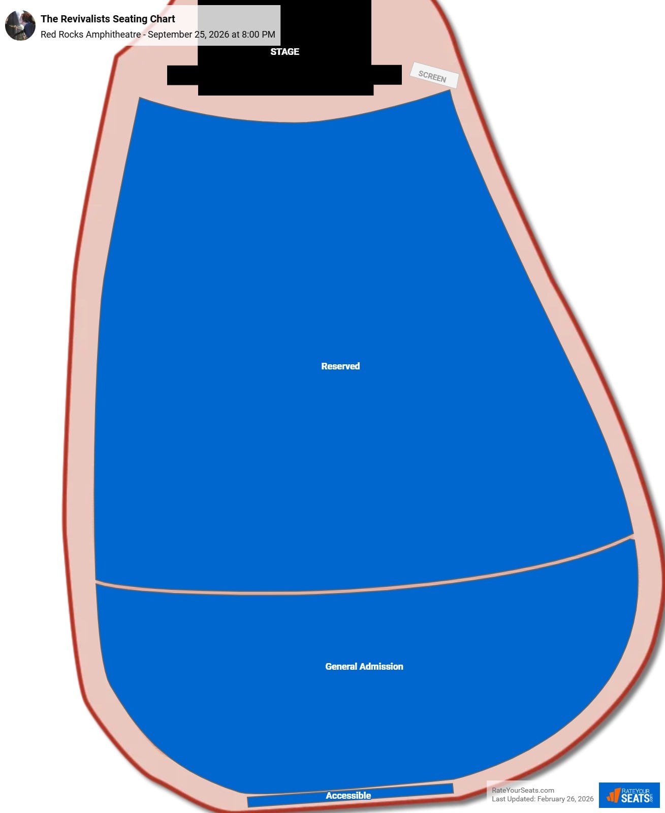 The Revivalists seating chart Red Rocks Amphitheatre