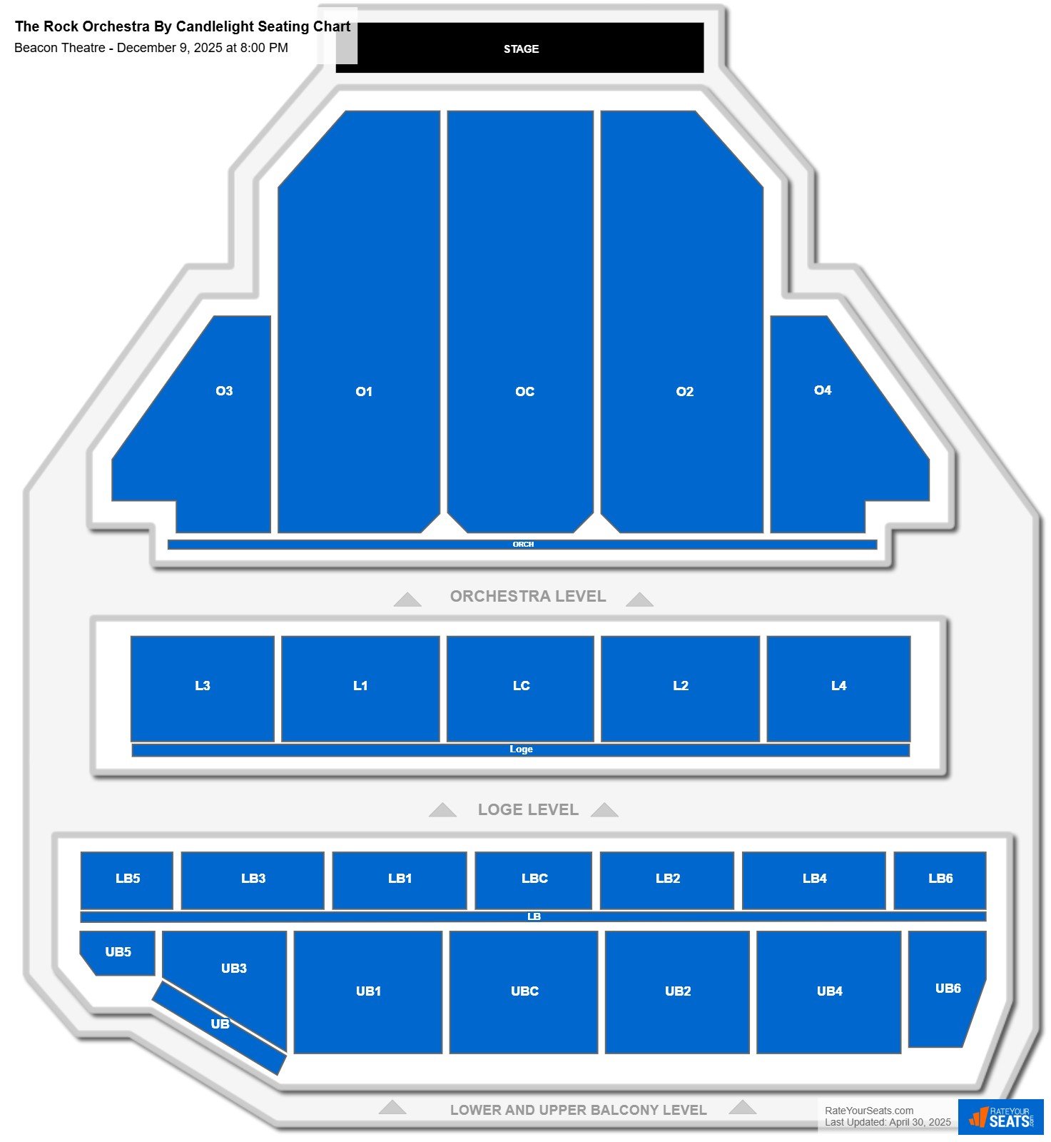 The Rock Orchestra By Candlelight seating chart Beacon Theatre