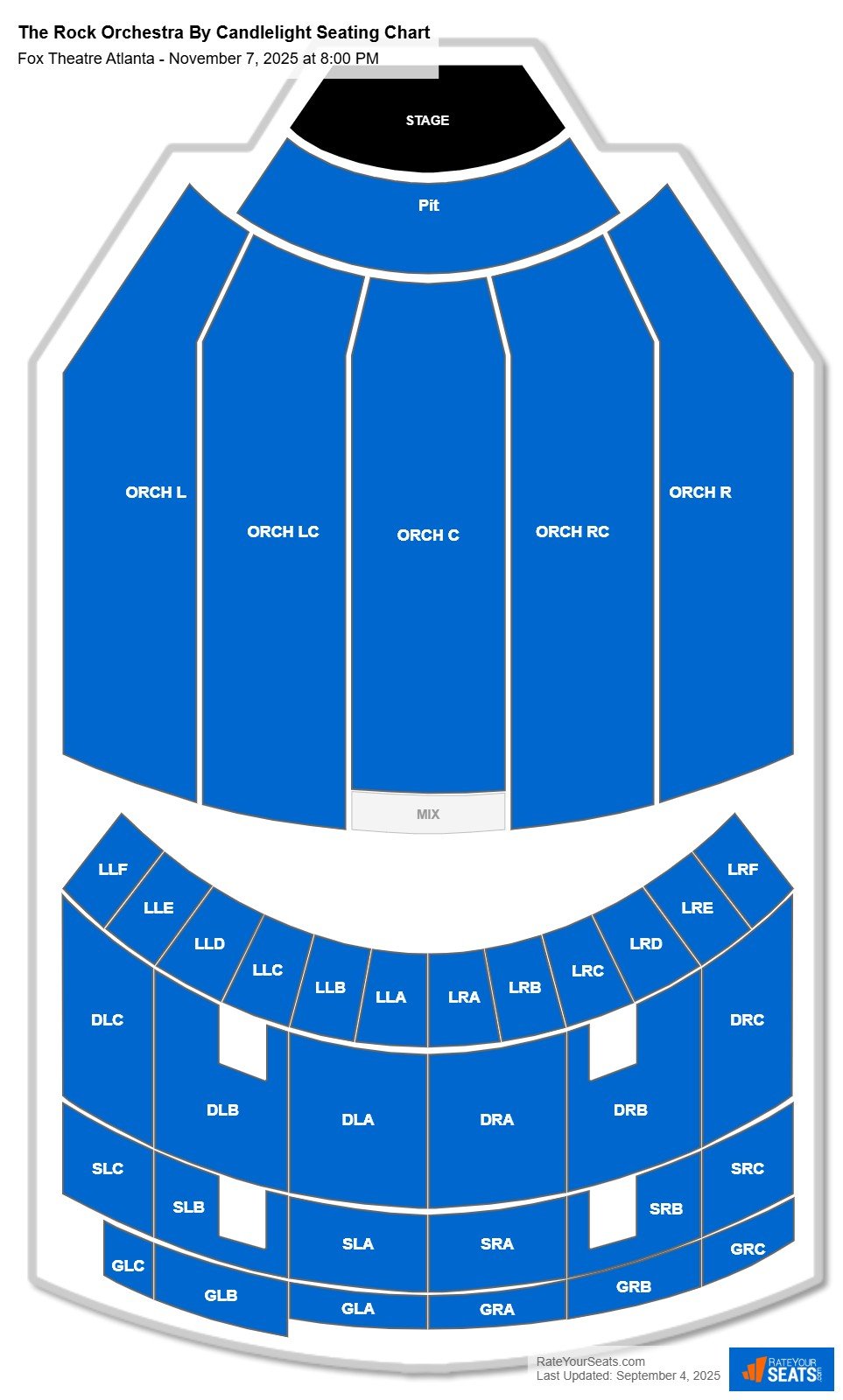 The Rock Orchestra By Candlelight seating chart Fox Theatre Atlanta
