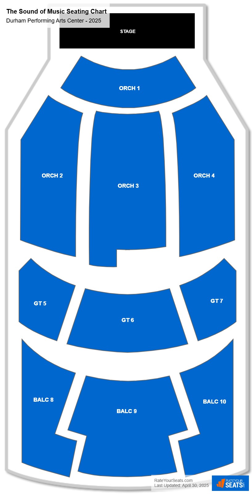 The Sound of Music seating chart Durham Performing Arts Center