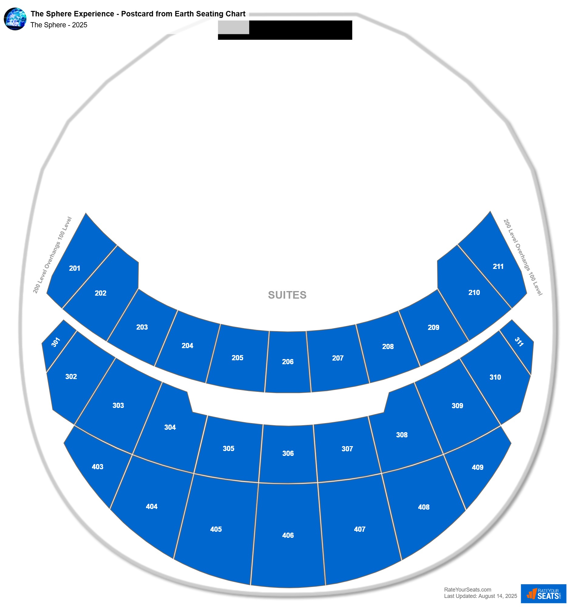 The Sphere Experience - Postcard from Earth seating chart The Sphere
