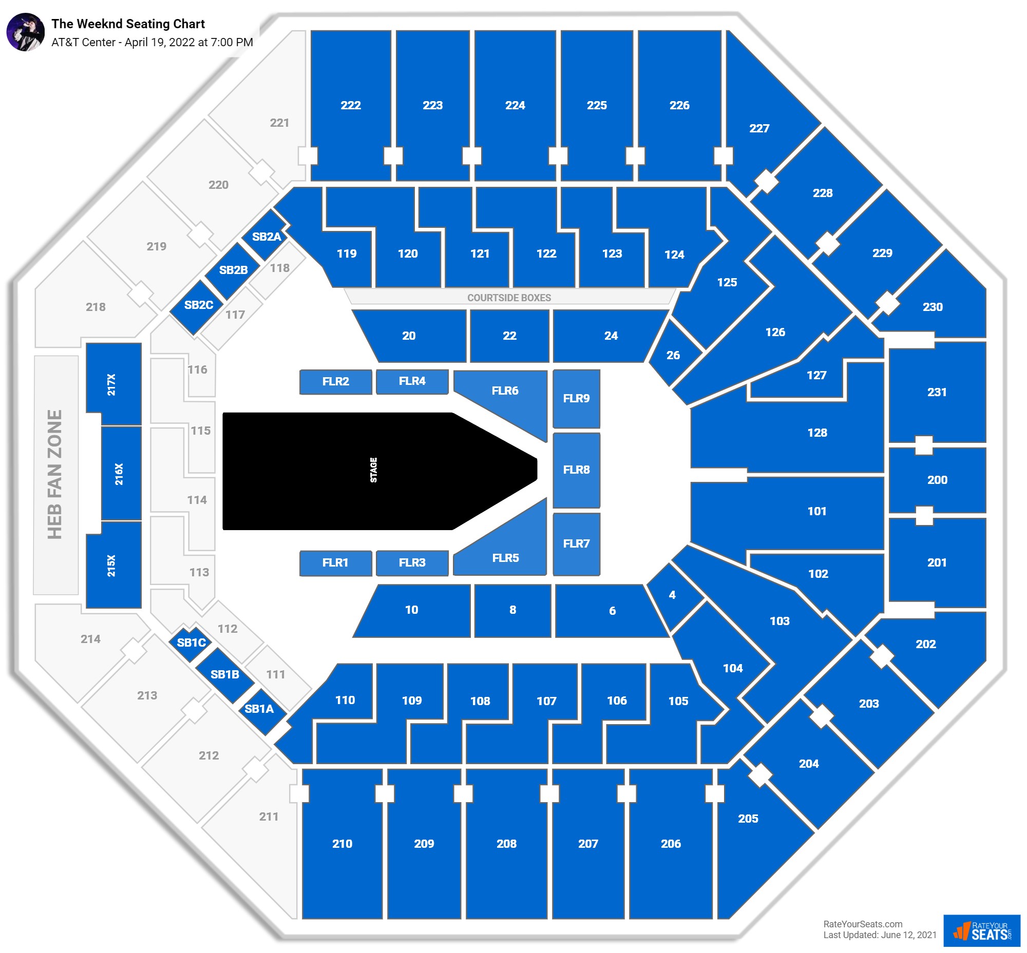 AT&T Center Seating Charts for Concerts - RateYourSeats.com