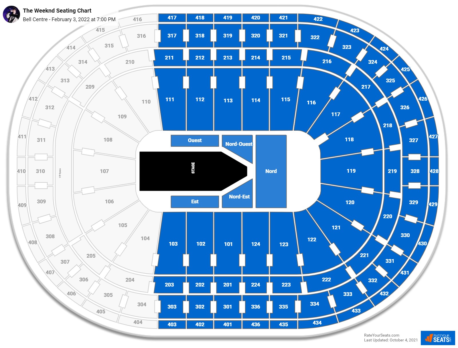 Bell Centre Seating Charts for Concerts