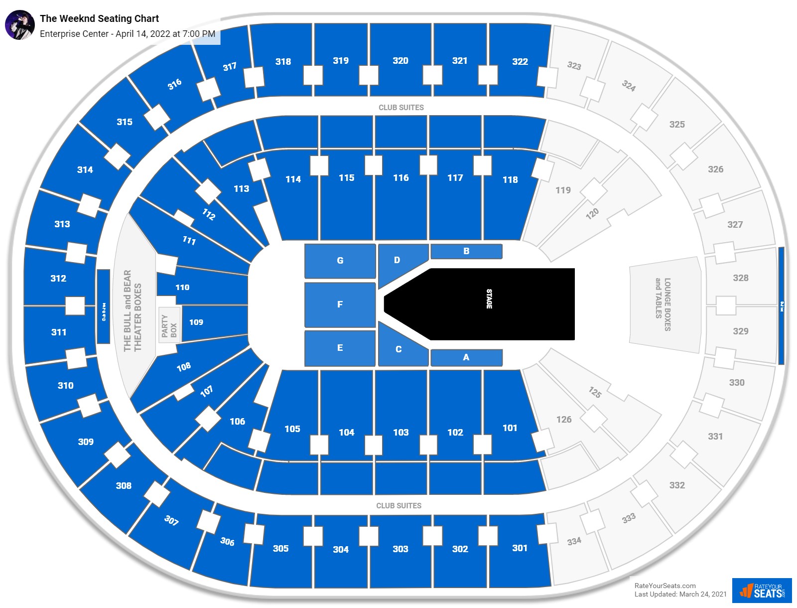 Enterprise Center Seating Charts for Concerts - RateYourSeats.com