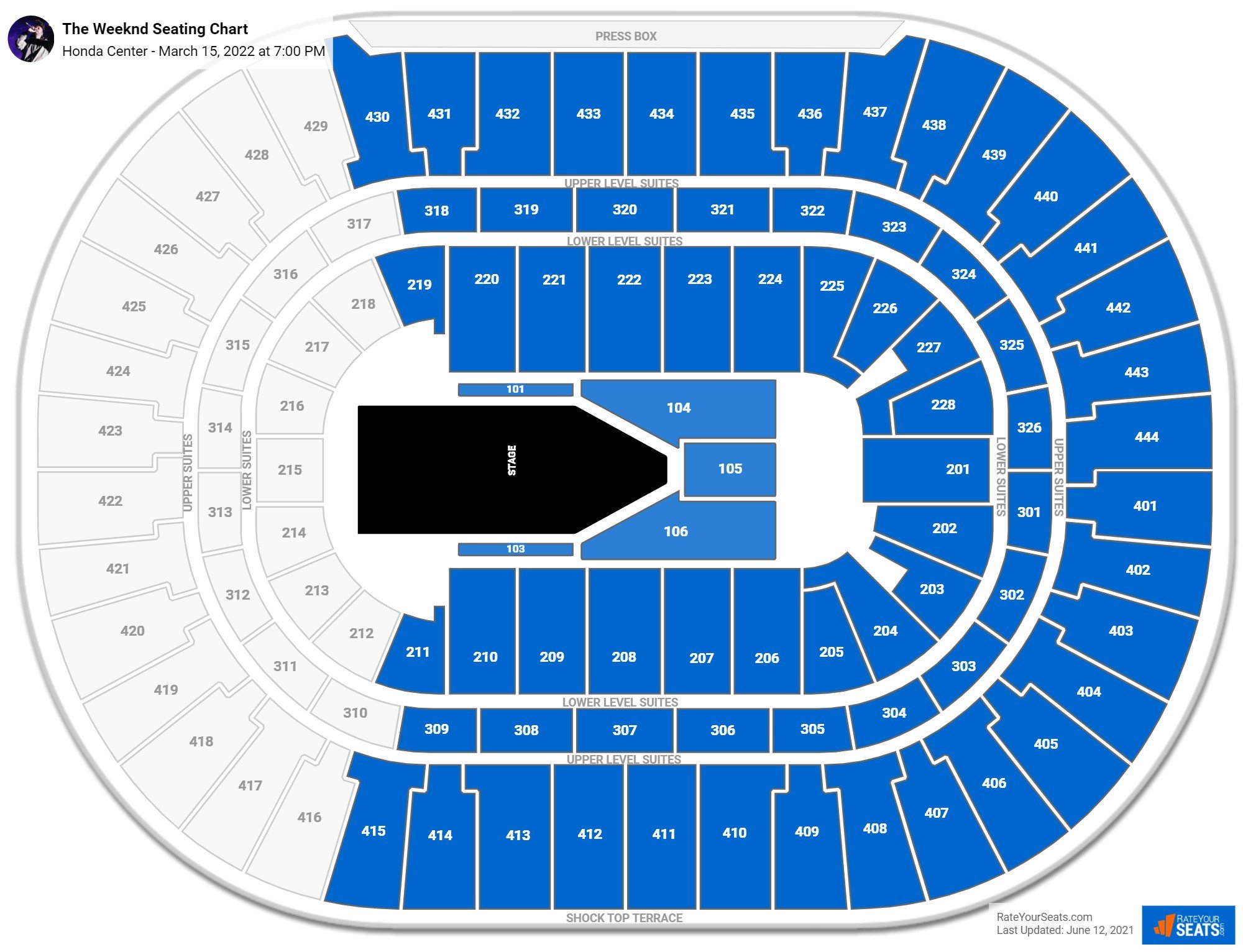 Honda Center Seating Charts for Concerts - RateYourSeats.com