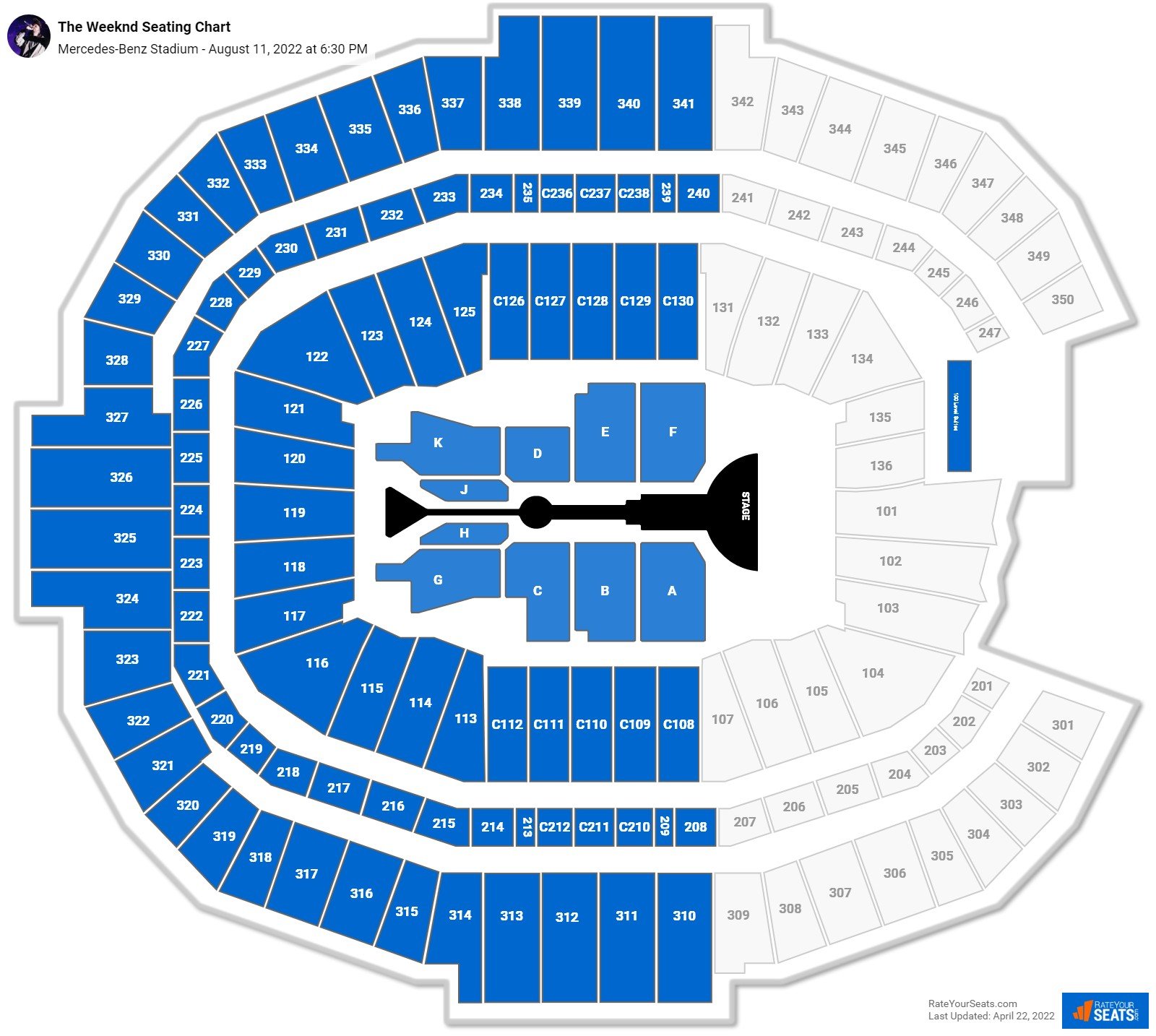 Mercedes Benz Stadium Suite Map Mercedes-Benz Stadium Concert Seating Chart - Rateyourseats.com