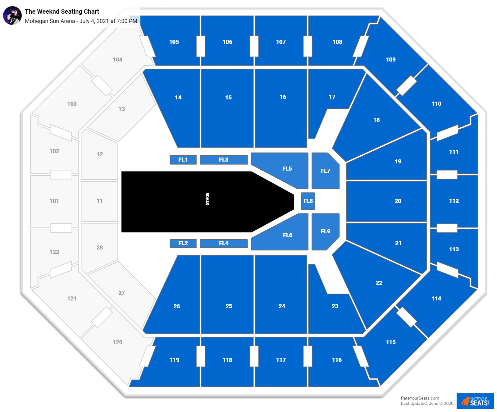 Mohegan Sun Arena Seating Charts for Concerts - RateYourSeats.com