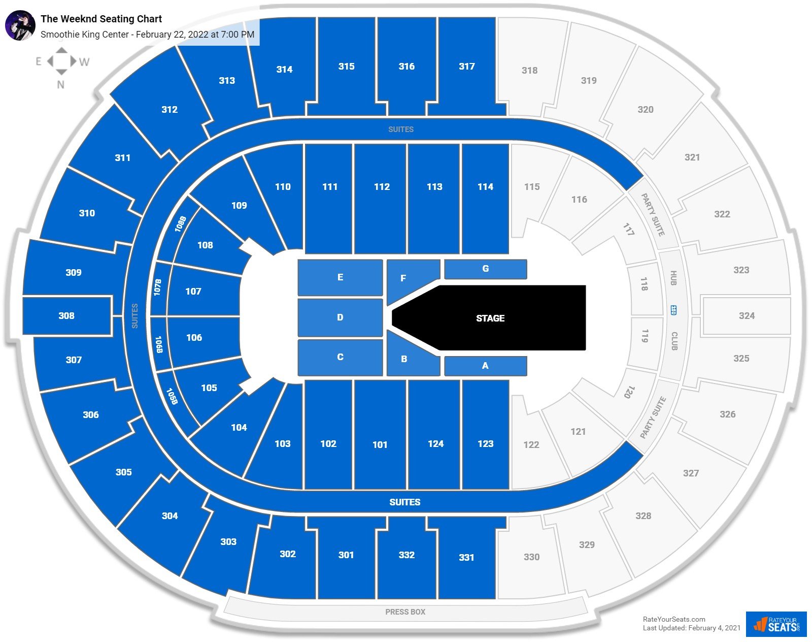 Smoothie King Center Seating Charts for Concerts - RateYourSeats.com