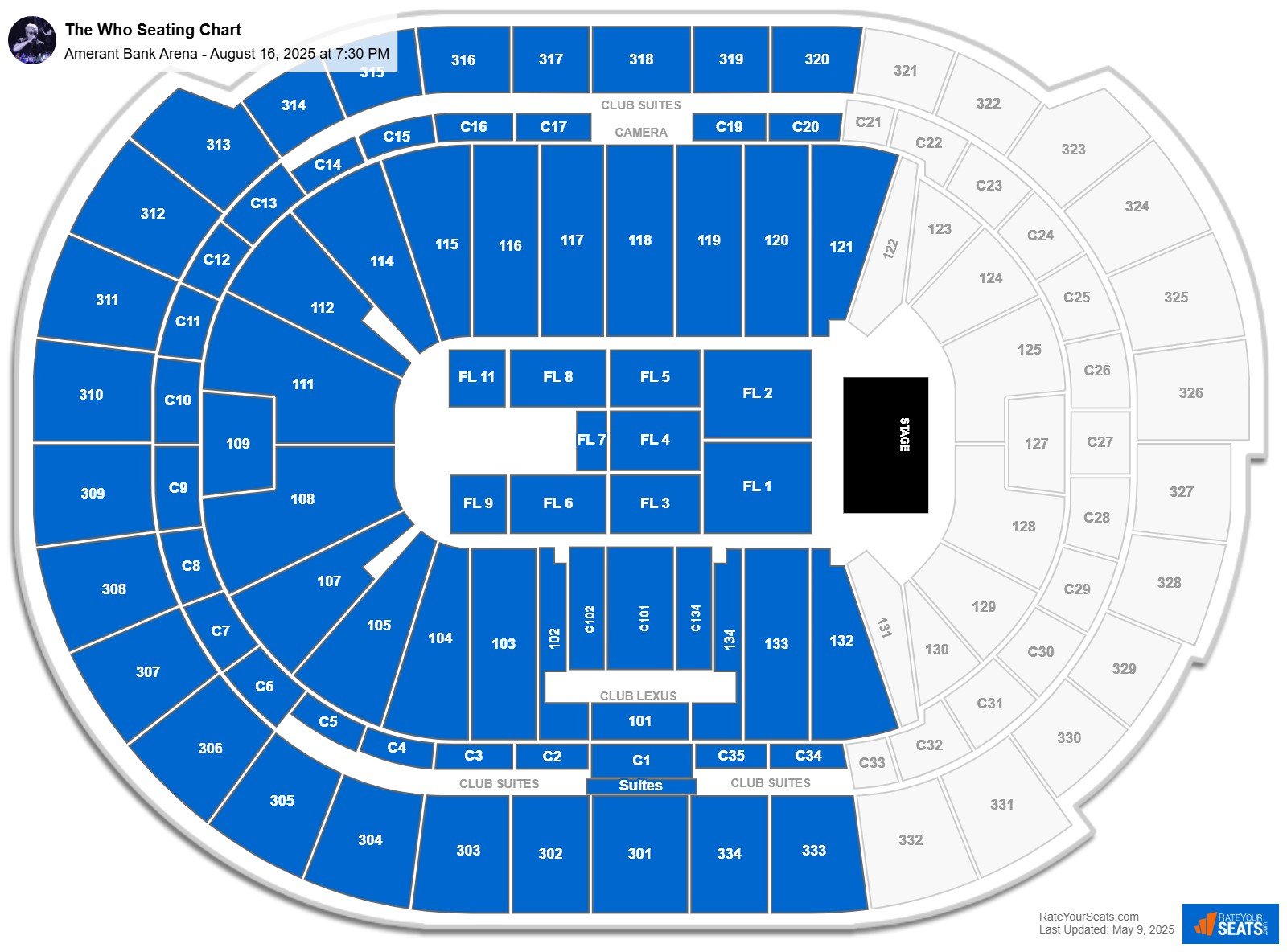 The Who seating chart Amerant Bank Arena