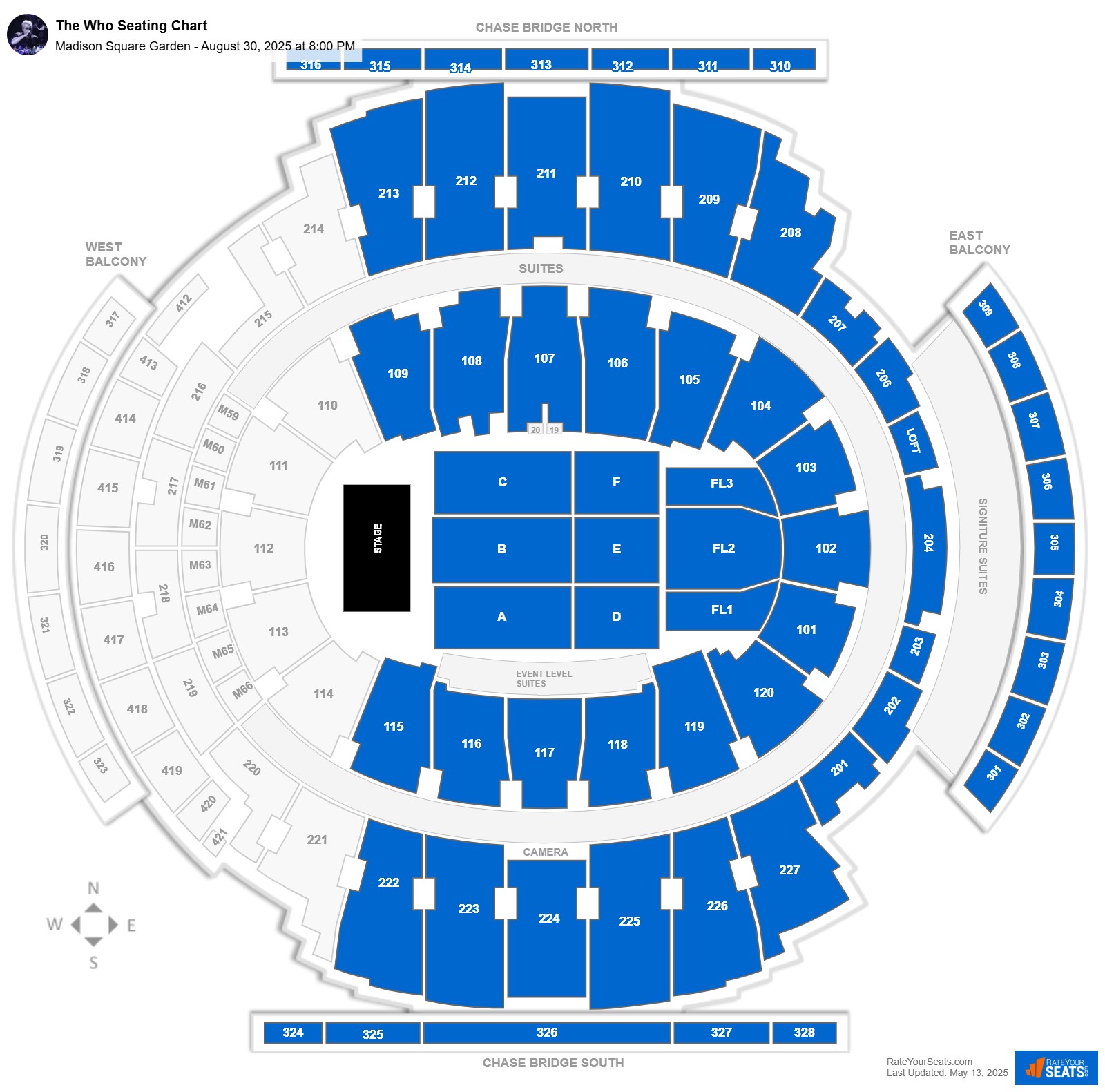 The Who seating chart Madison Square Garden