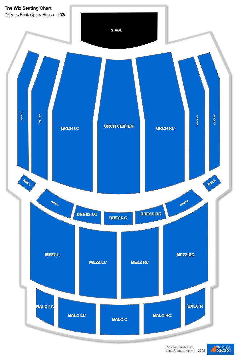 The Wiz seating chart Citizens Bank Opera House
