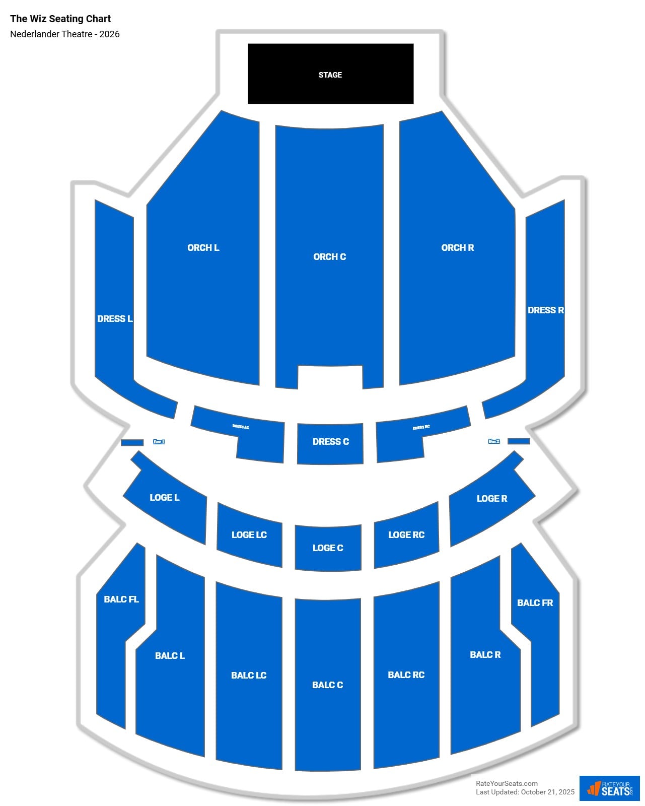 The Wiz seating chart Nederlander Theatre Chicago