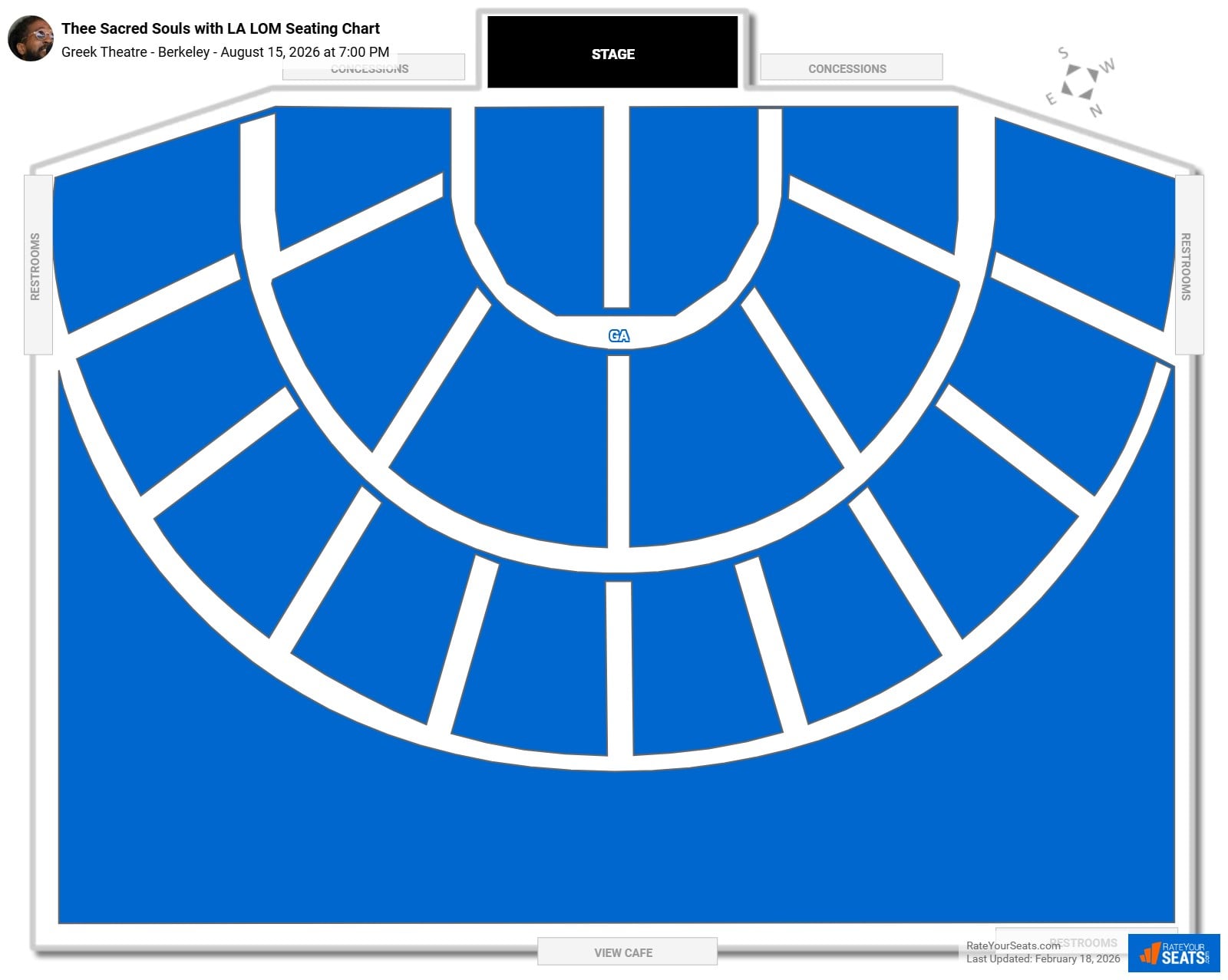 Thee Sacred Souls with LA LOM seating chart Greek Theatre - Berkeley