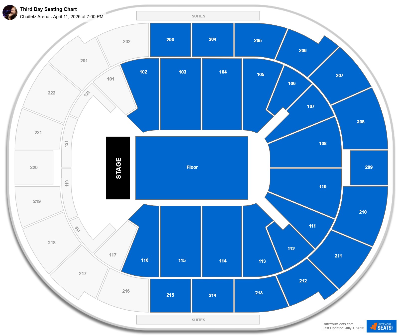 Third Day seating chart Chaifetz Arena