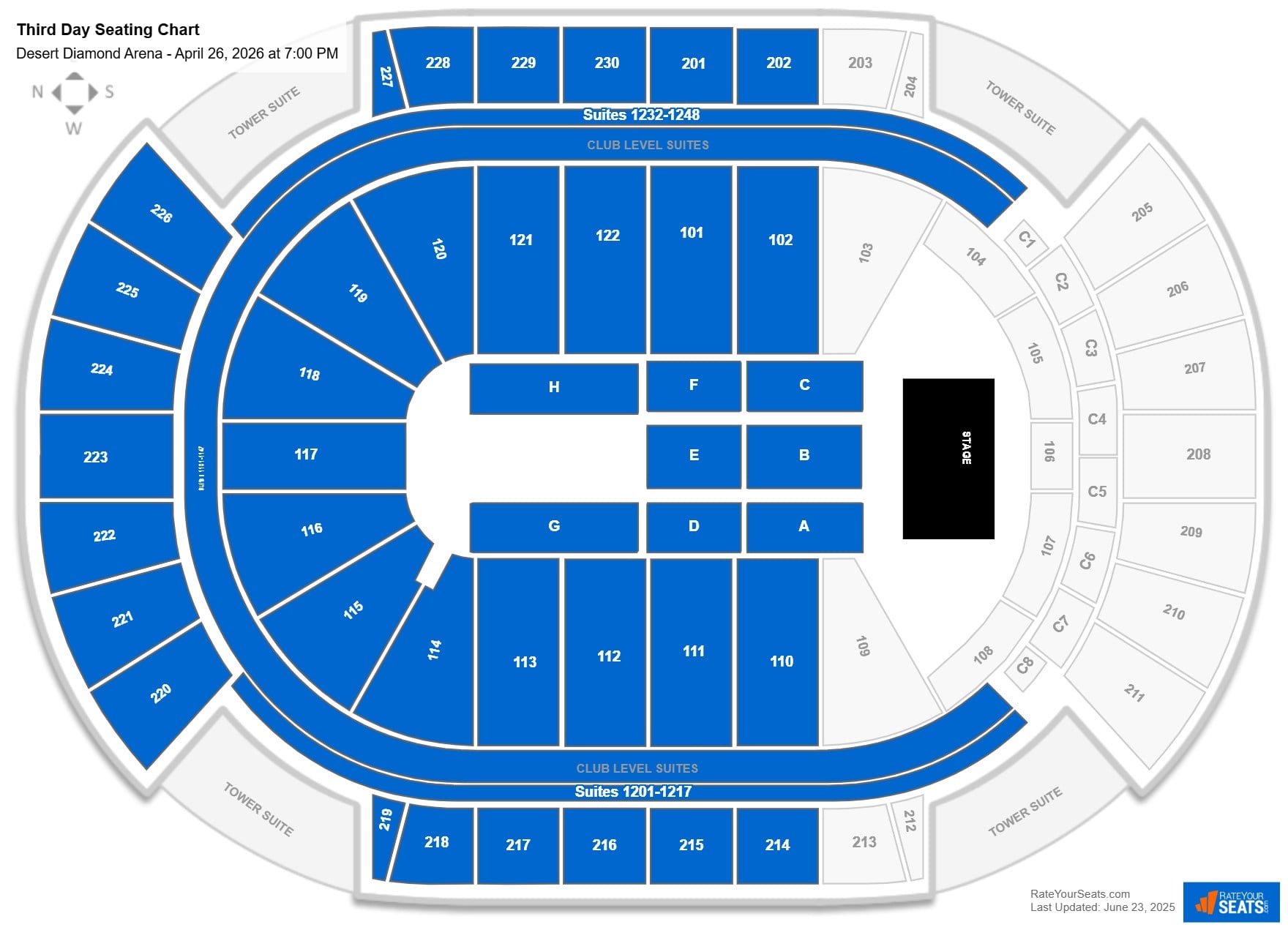 Third Day seating chart Desert Diamond Arena