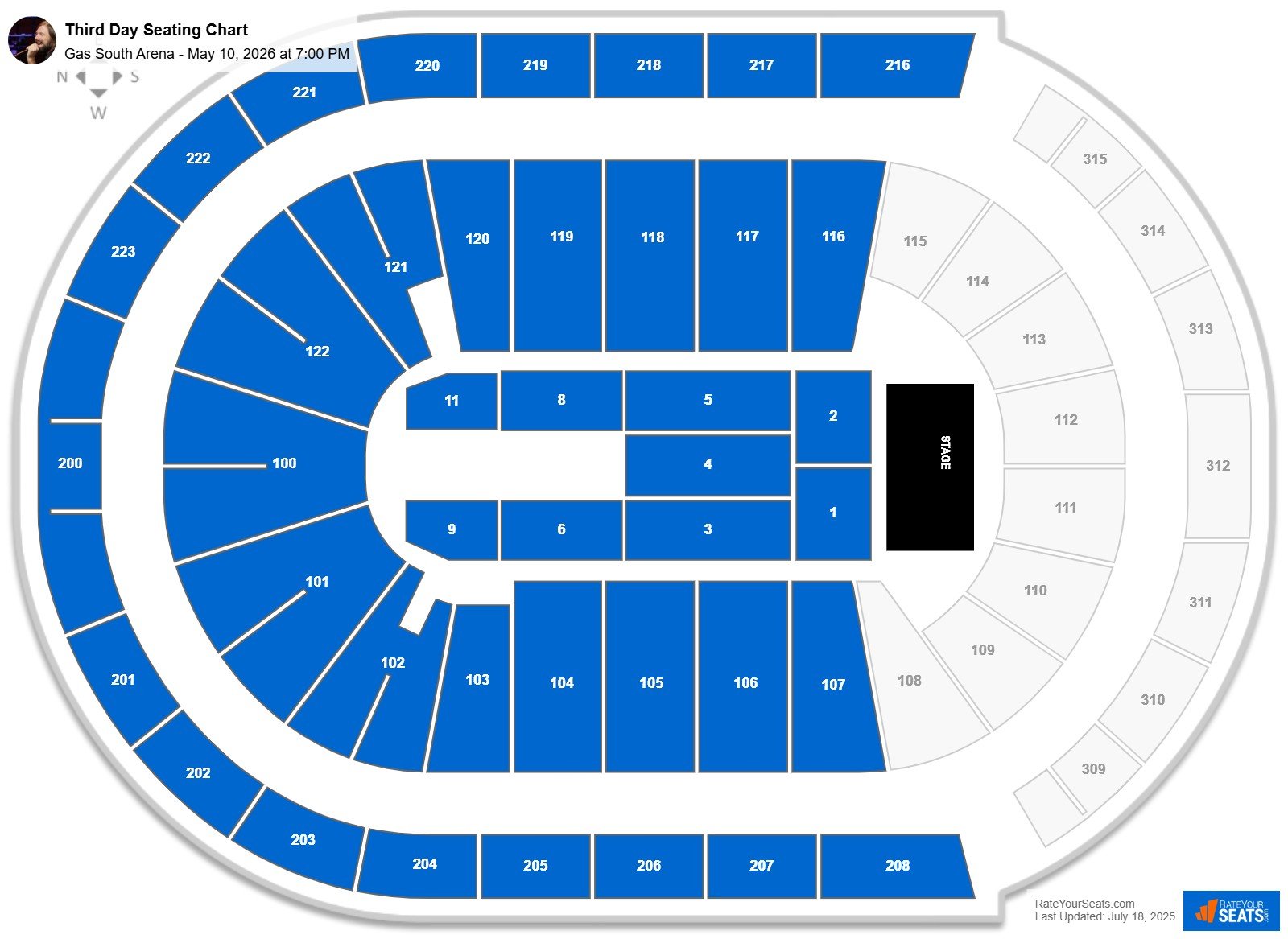 Third Day seating chart Gas South Arena
