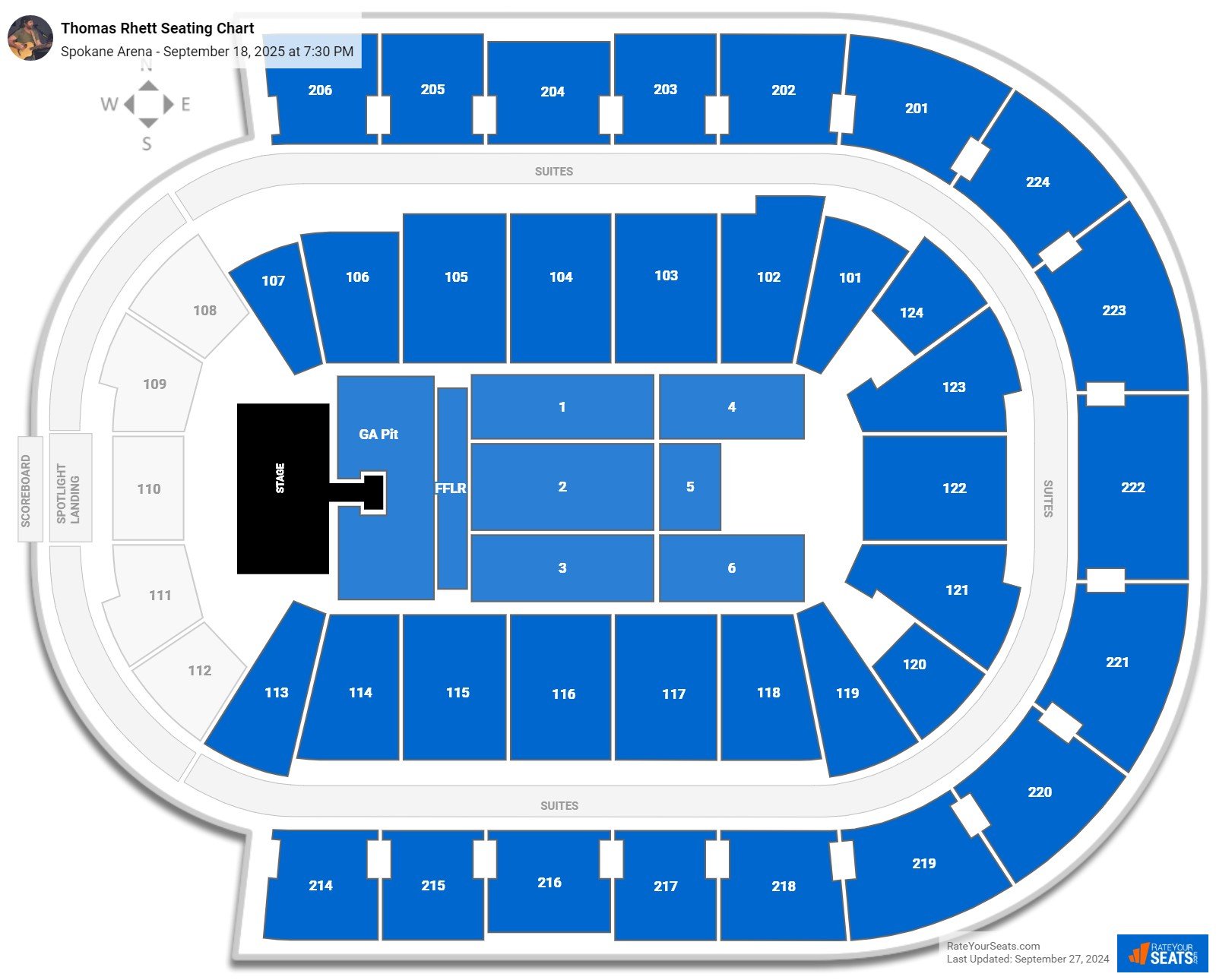 Thomas Rhett seating chart Spokane Arena