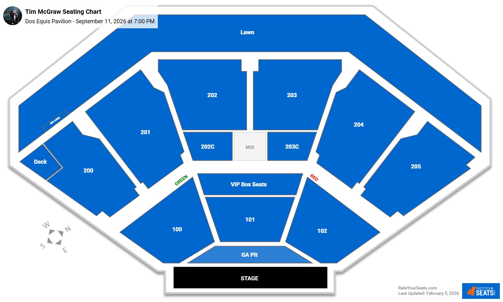 Tim McGraw seating chart Dos Equis Pavilion