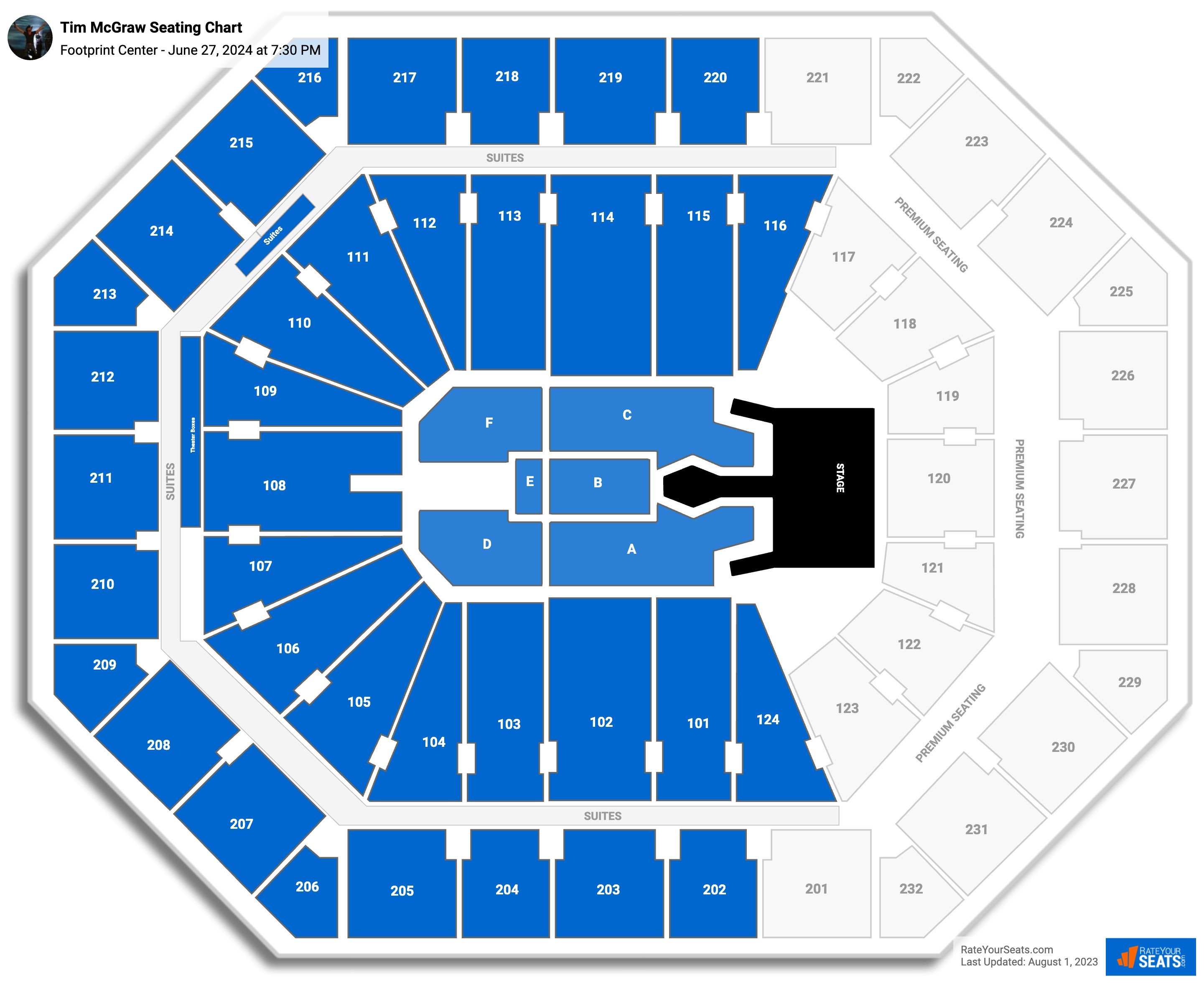 Footprint Center Concert Seating Chart - RateYourSeats.com