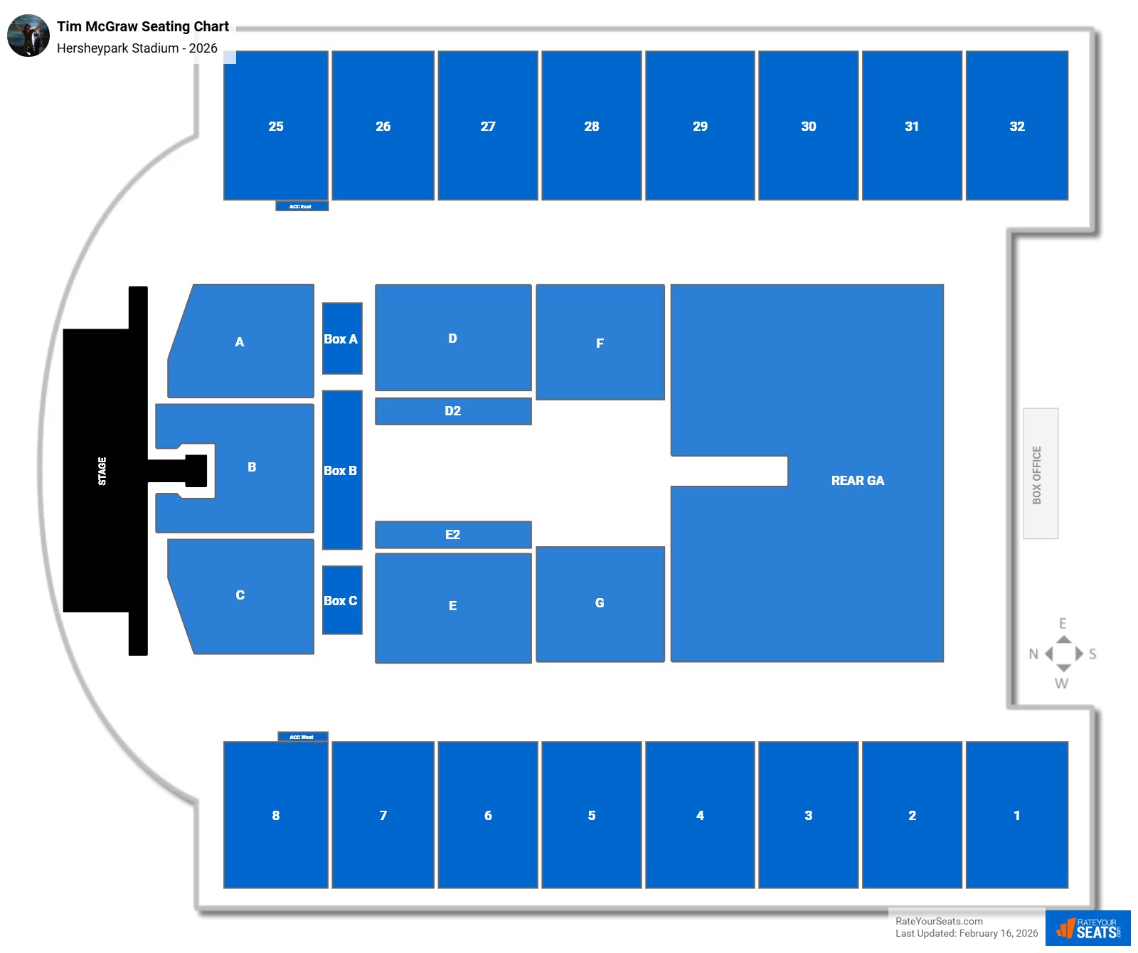 Tim McGraw seating chart Hersheypark Stadium