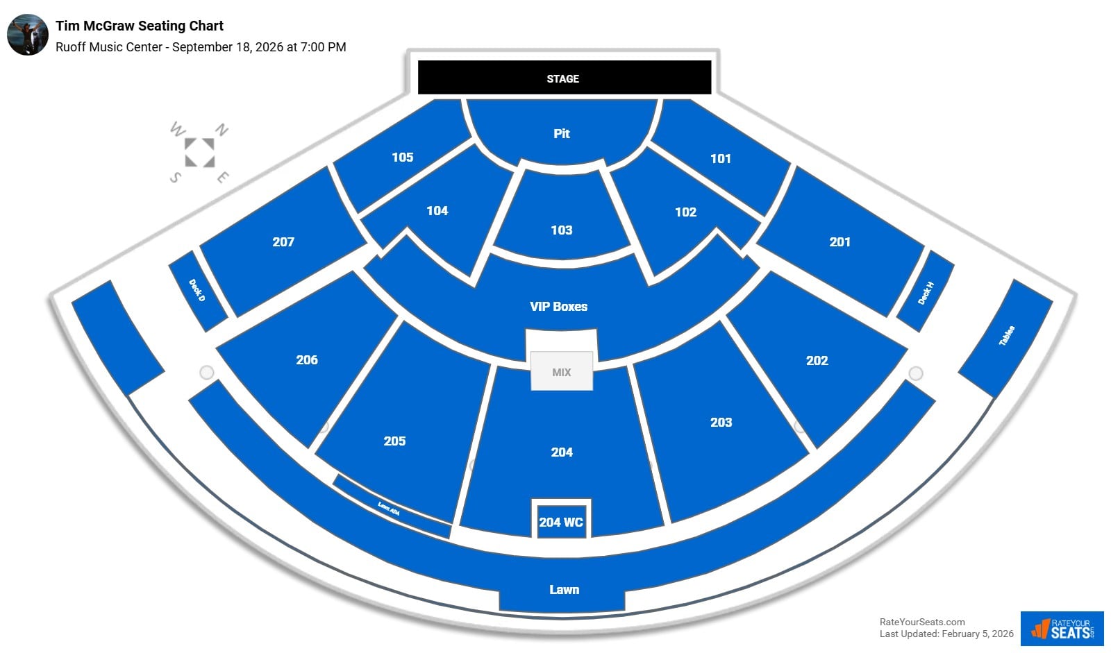 Tim McGraw seating chart Ruoff Music Center