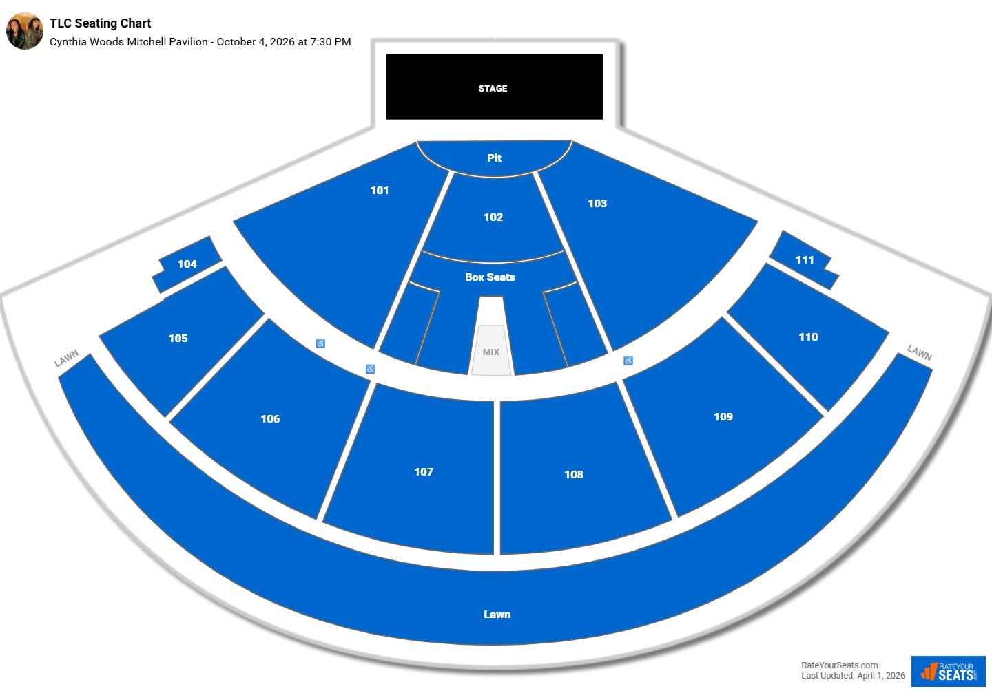 TLC seating chart Cynthia Woods Mitchell Pavilion