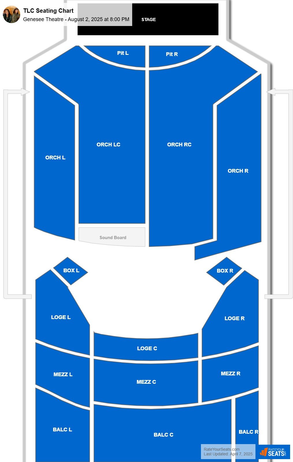 TLC seating chart Genesee Theatre