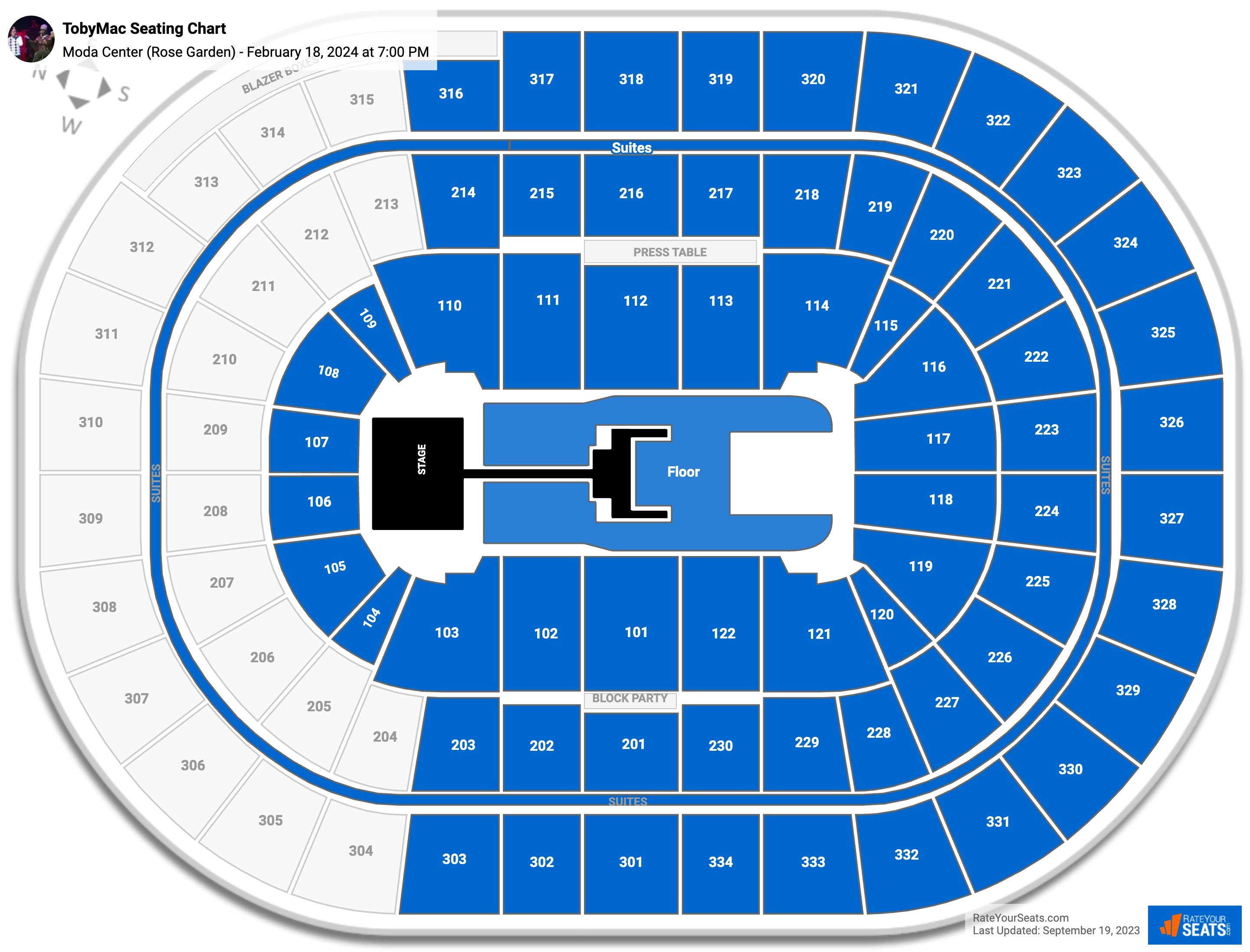 Moda Center Concert Seating Chart - RateYourSeats.com