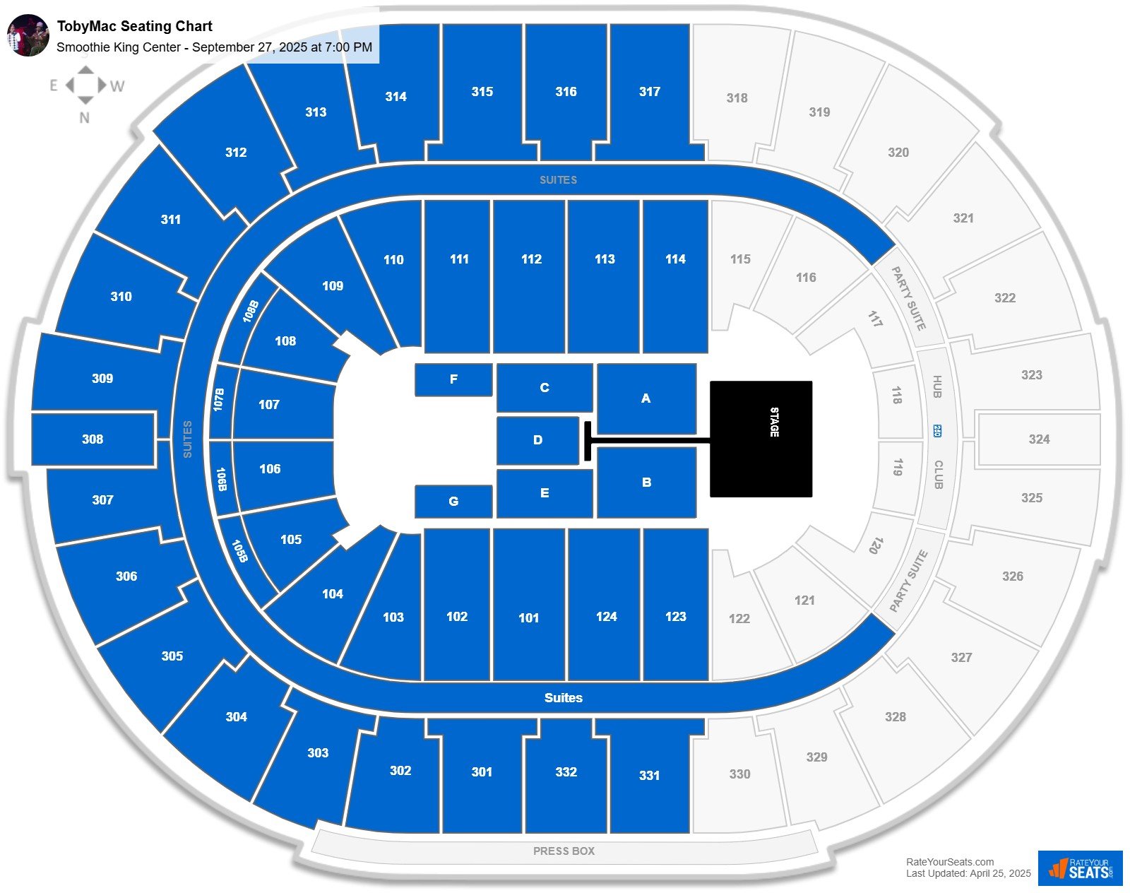 TobyMac and MercyMe seating chart Smoothie King Center