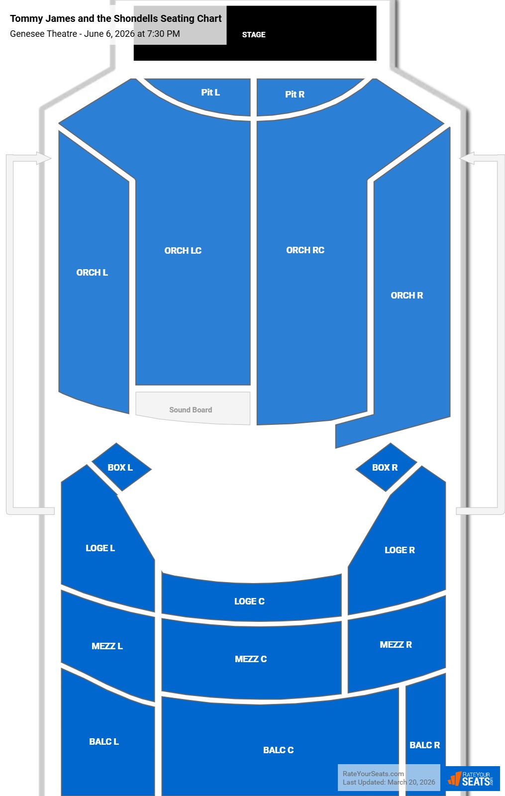 Tommy James and the Shondells seating chart Genesee Theatre